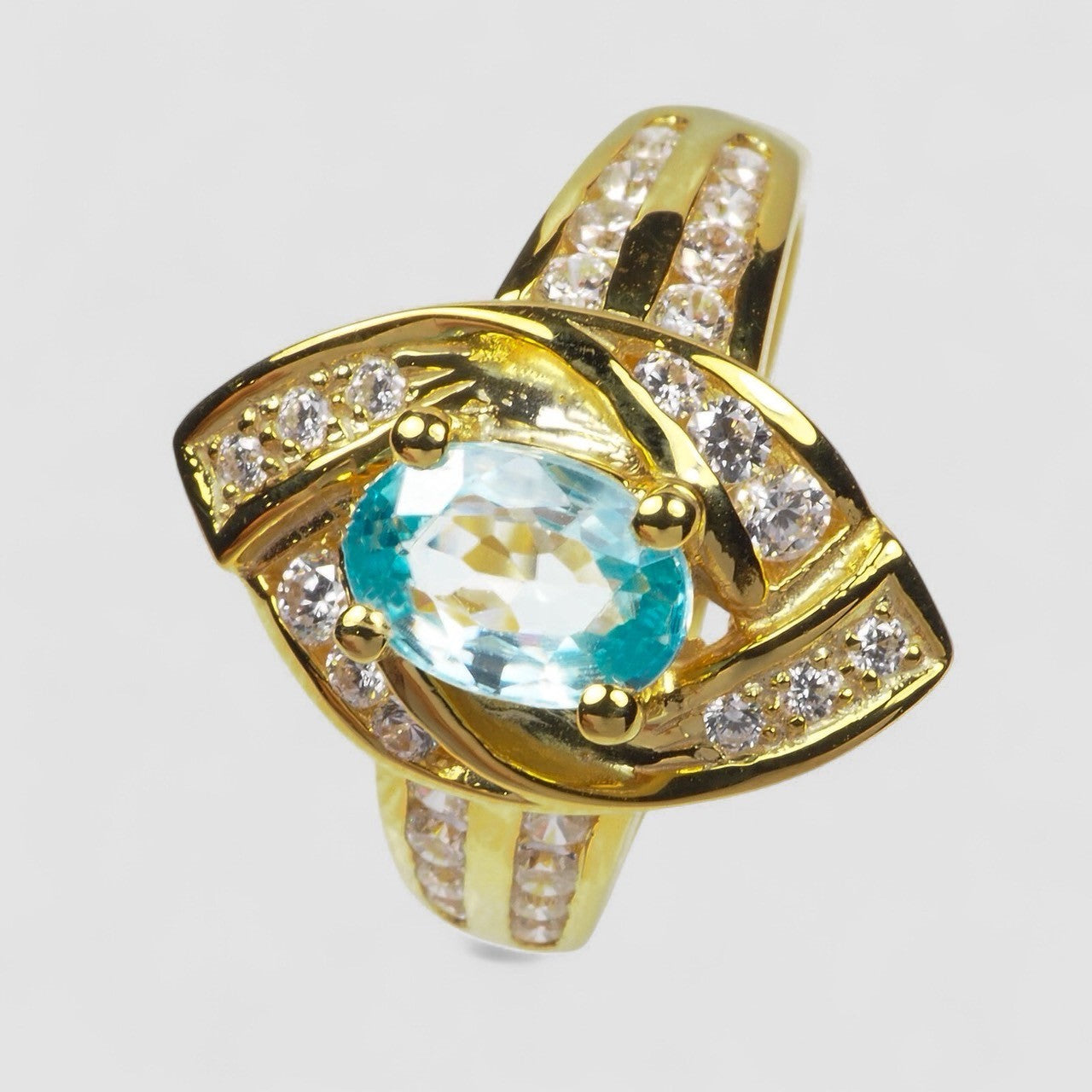 Sterling Silver Rings Blue Oval Zircon