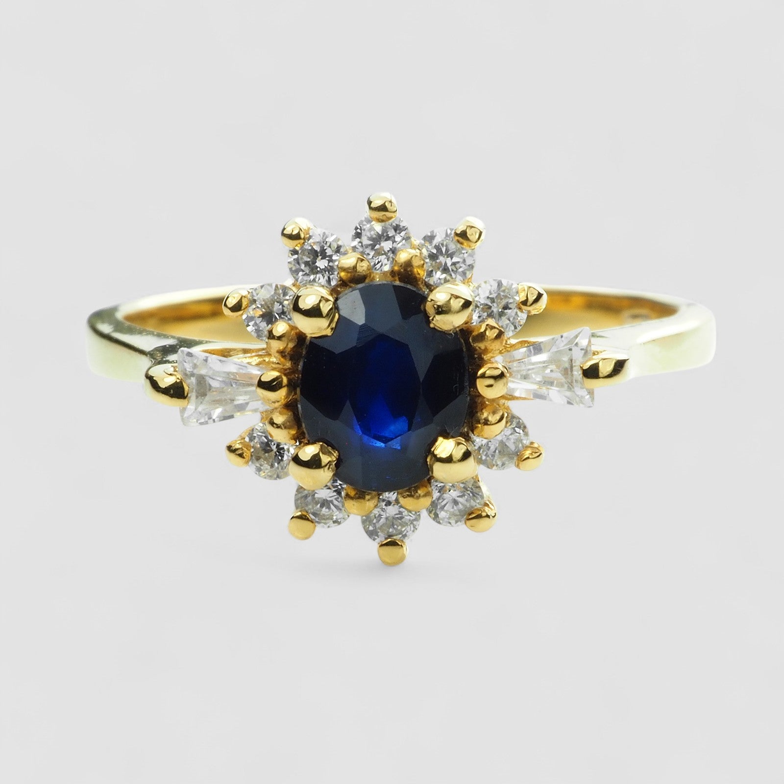 Blue Sapphire 925 Sterling Silver 24K Gold Ring, 925 Everyday Jewelry, Gift for Her