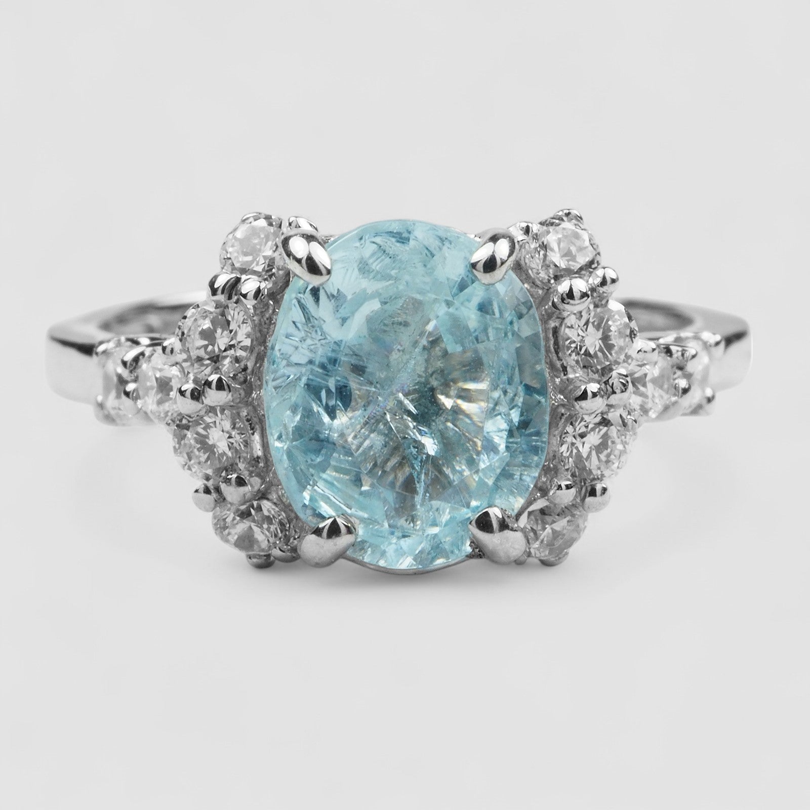 Blue Aquamarine 925 Sterling Silver Ring