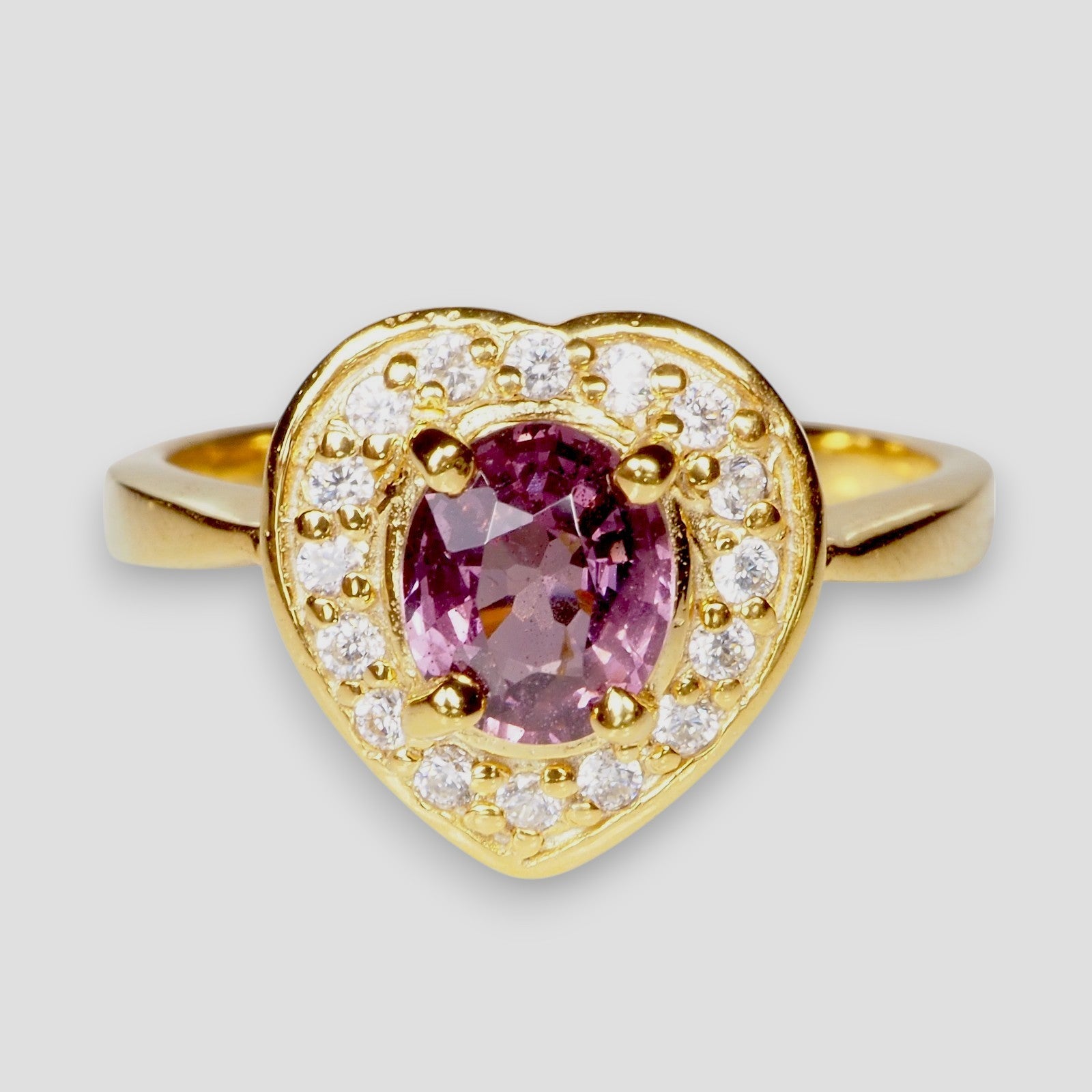 24K Gold 925 Sterling Silver Ring Purple Spinel