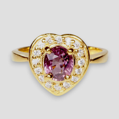 24K Gold 925 Sterling Silver Ring Purple Spinel, 925 Unique Gift for Her, Natural Gemstone
