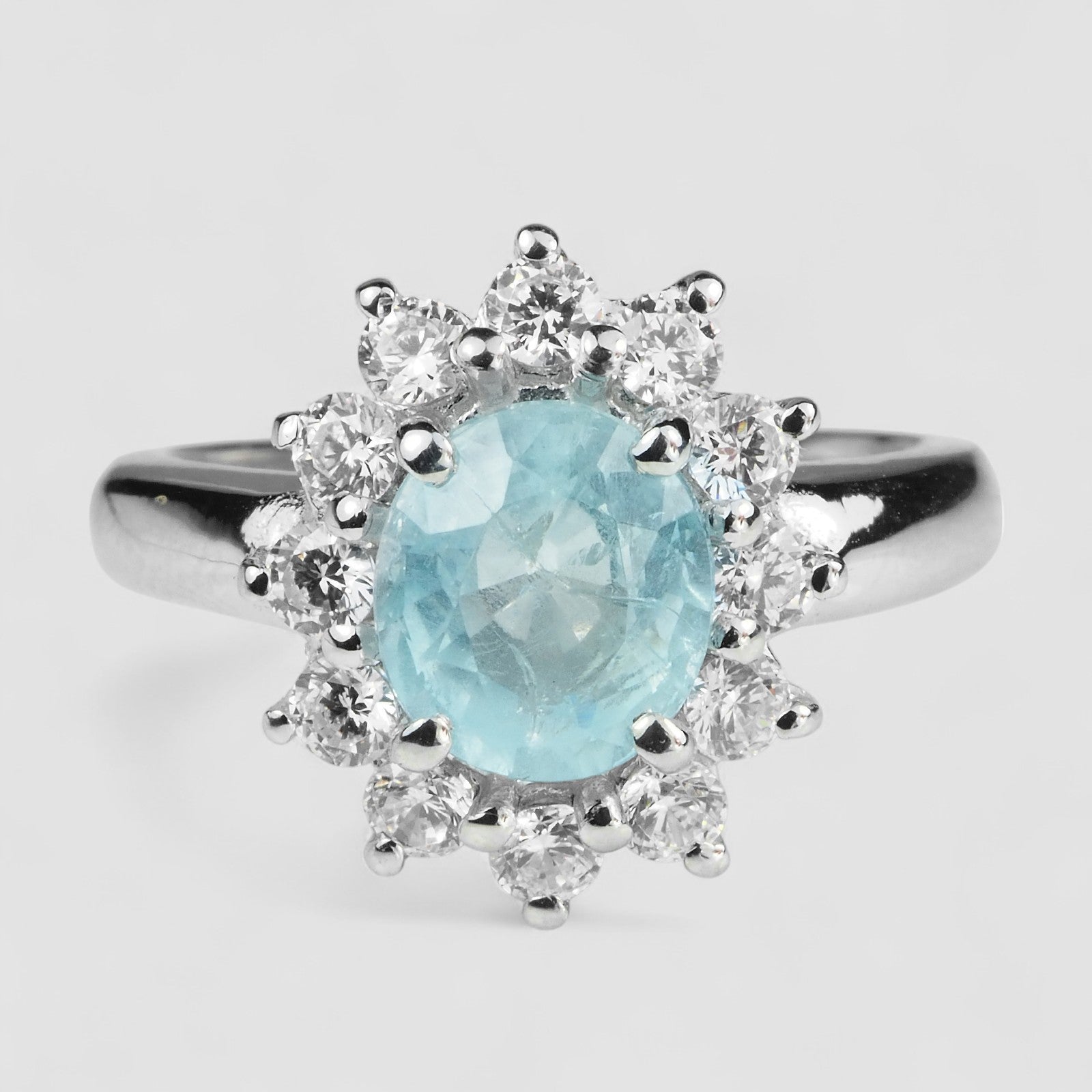 Blue Aquamarine 925 Sterling Silver Ring