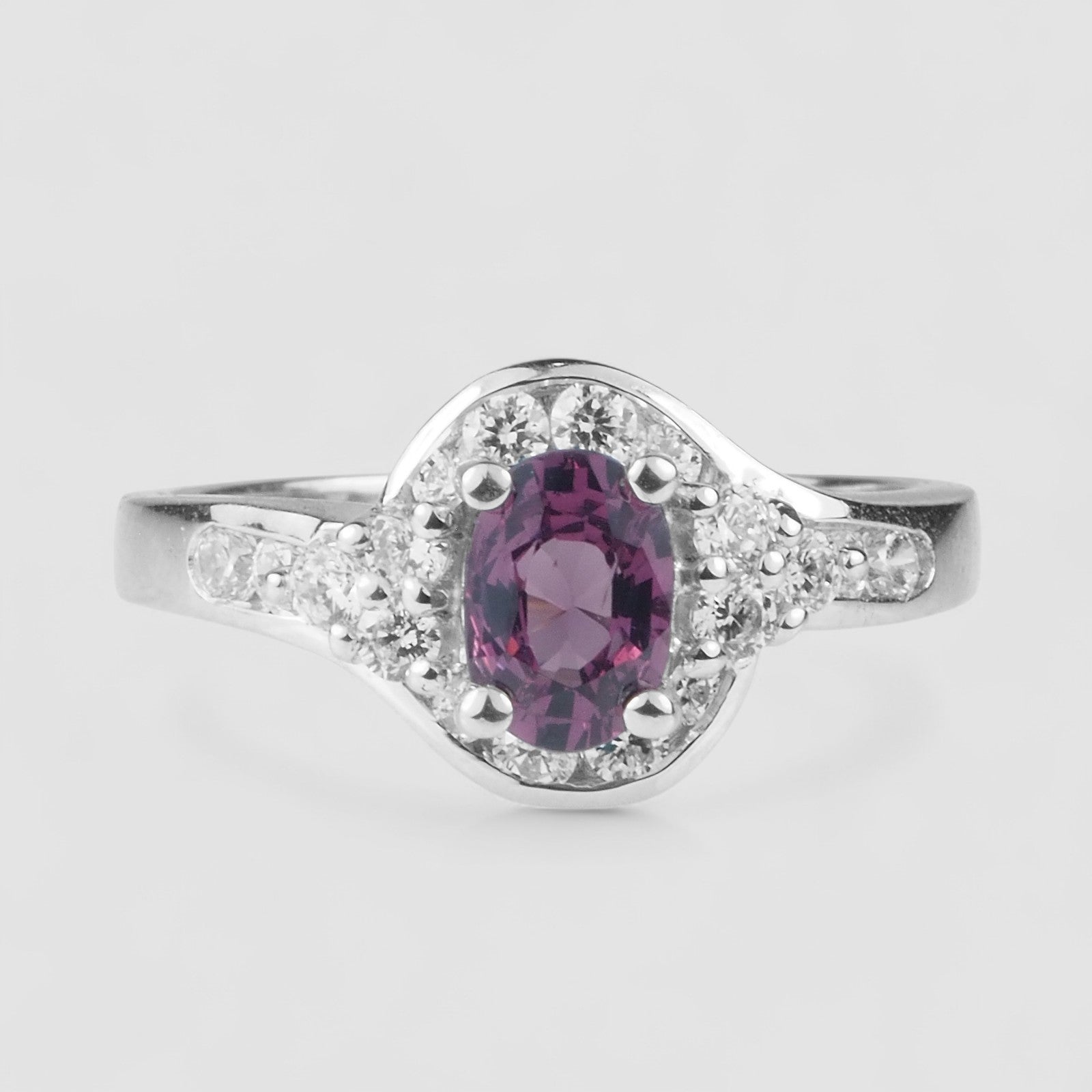 Purple Spinel Oval 925 Sterling Silver Ring