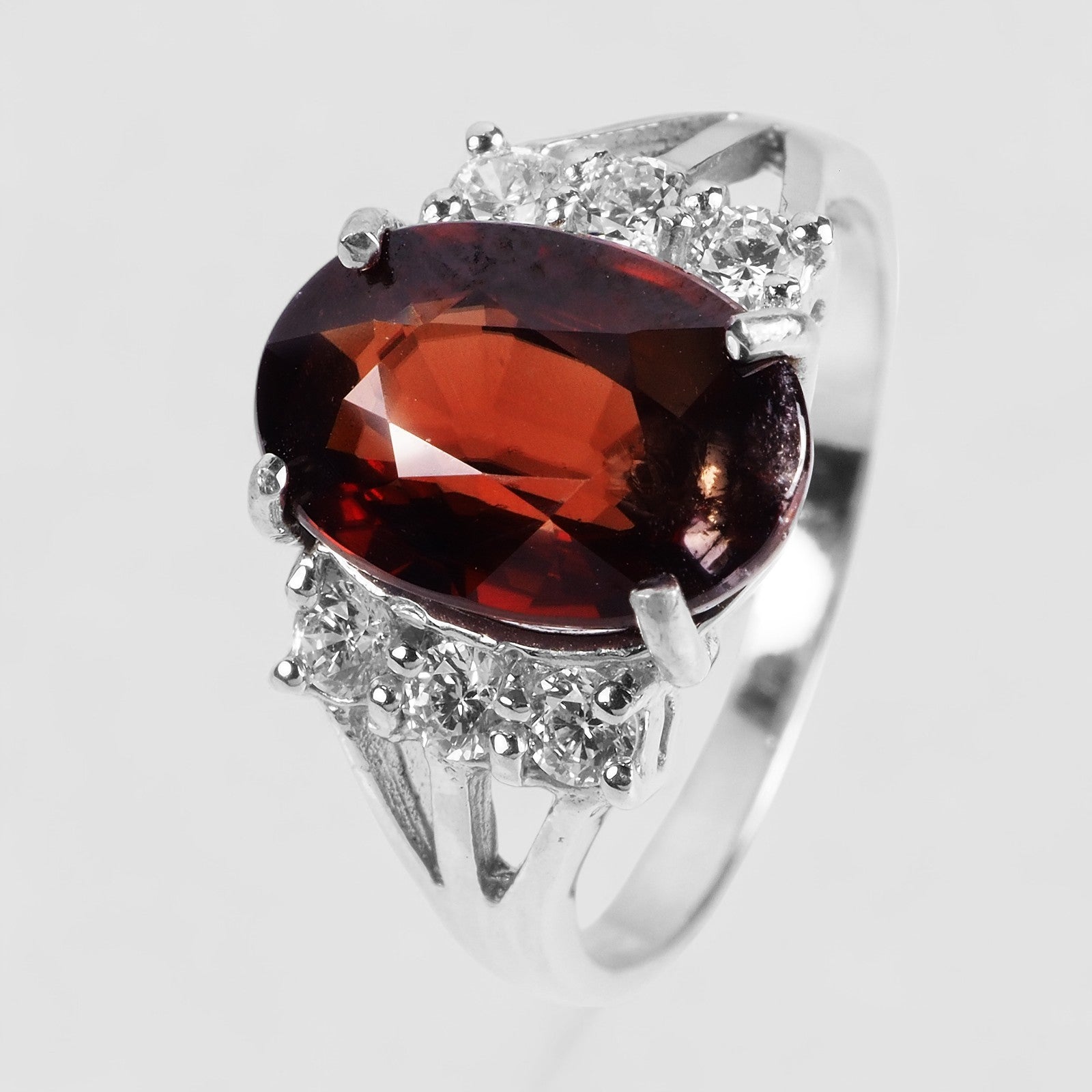 Oval Red Zircon Handmade Ring