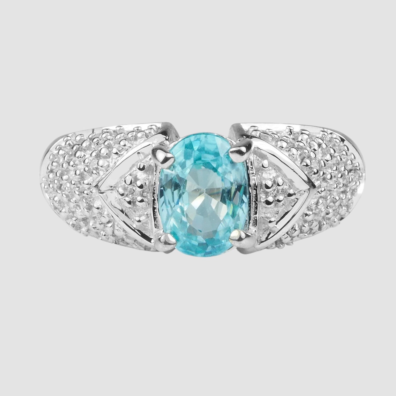 Natural Blue Zircon 925 Sterling Silver Ring