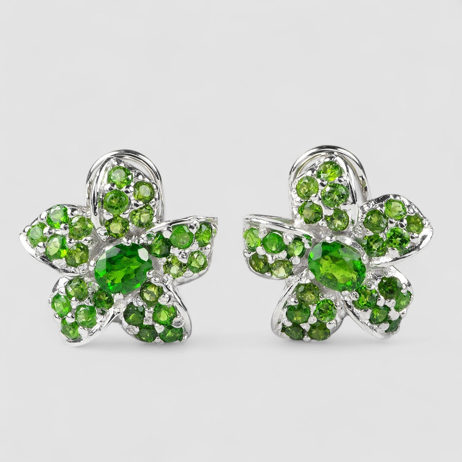 Green Tsavorite Garnet 925 Sterling Silver White Gold, Natural Gemstone, Everyday Earrings