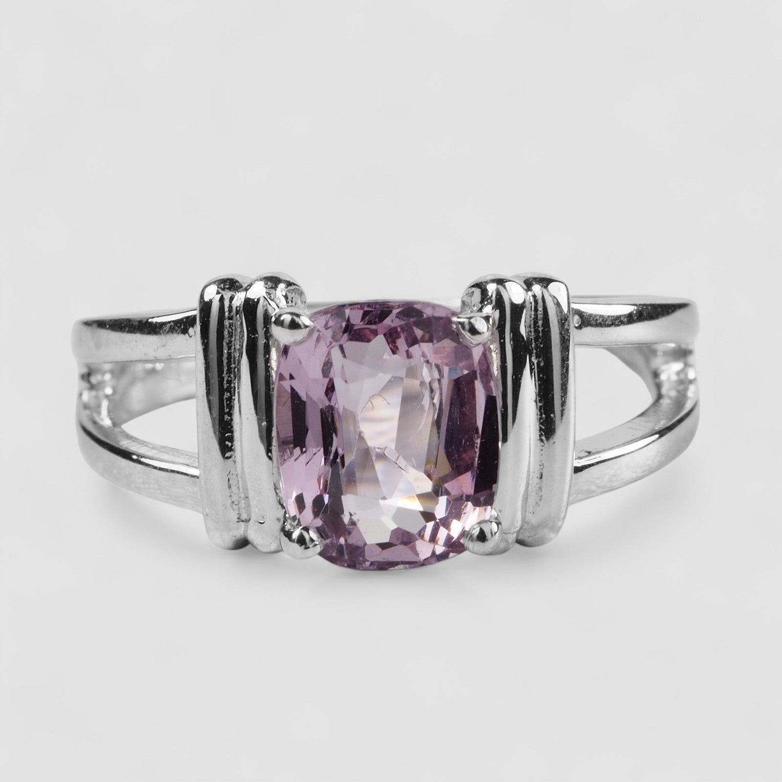 925 STERLING SILVER STANDARD BAND RING PURPLE SPINEL