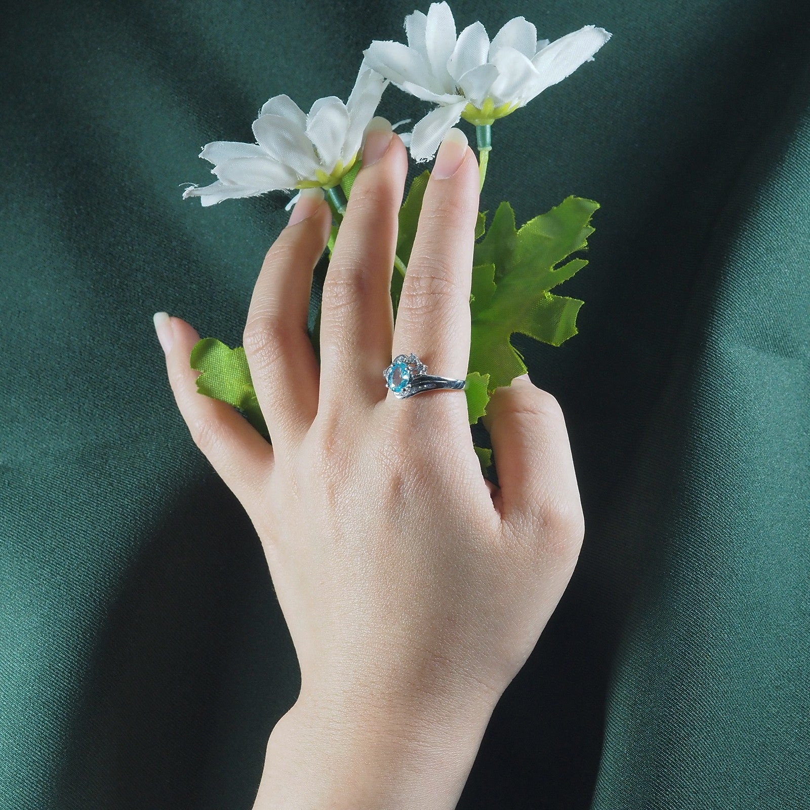 Blue Zircon 925 Sterling Silver Ring
