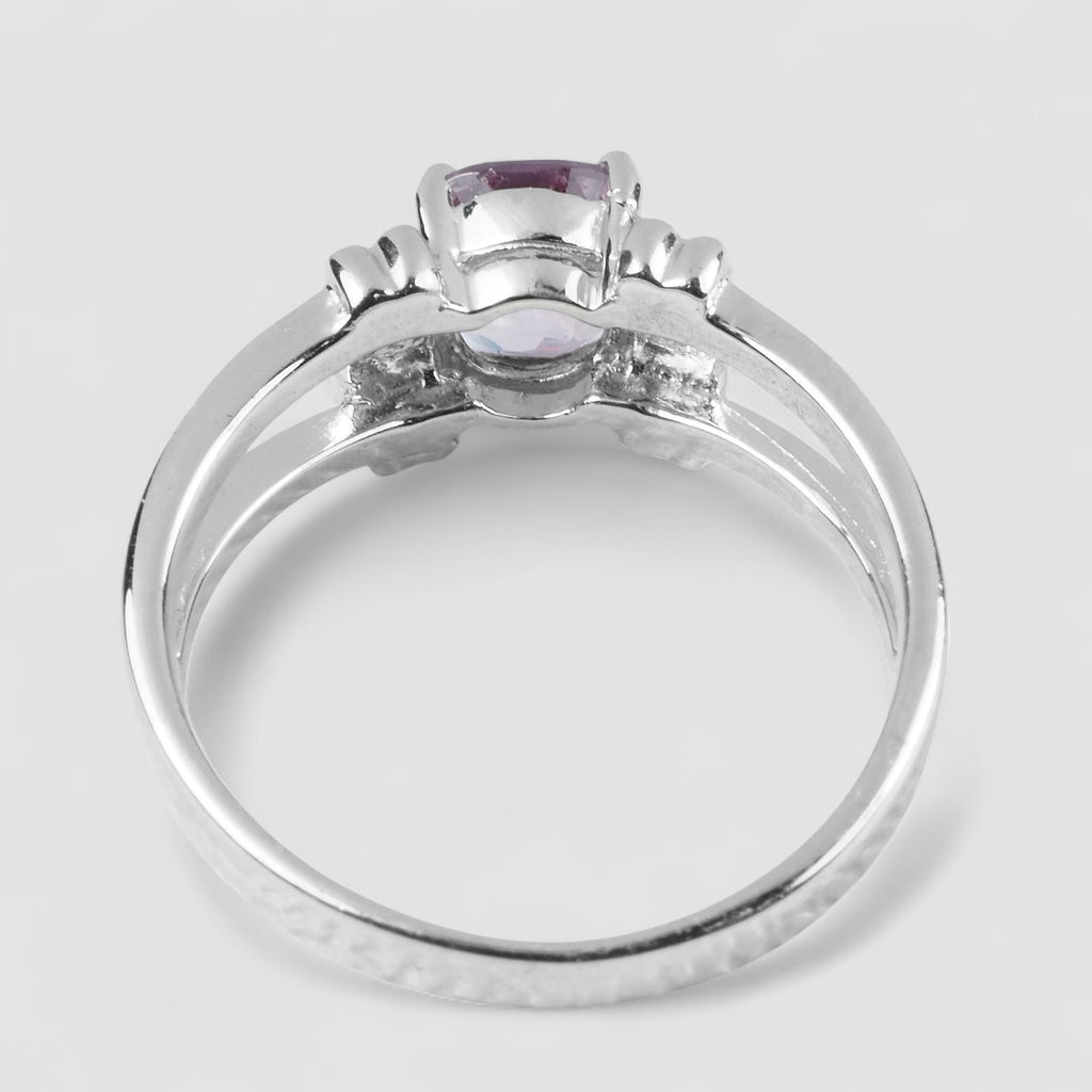 925 STERLING SILVER STANDARD BAND RING PURPLE SPINEL