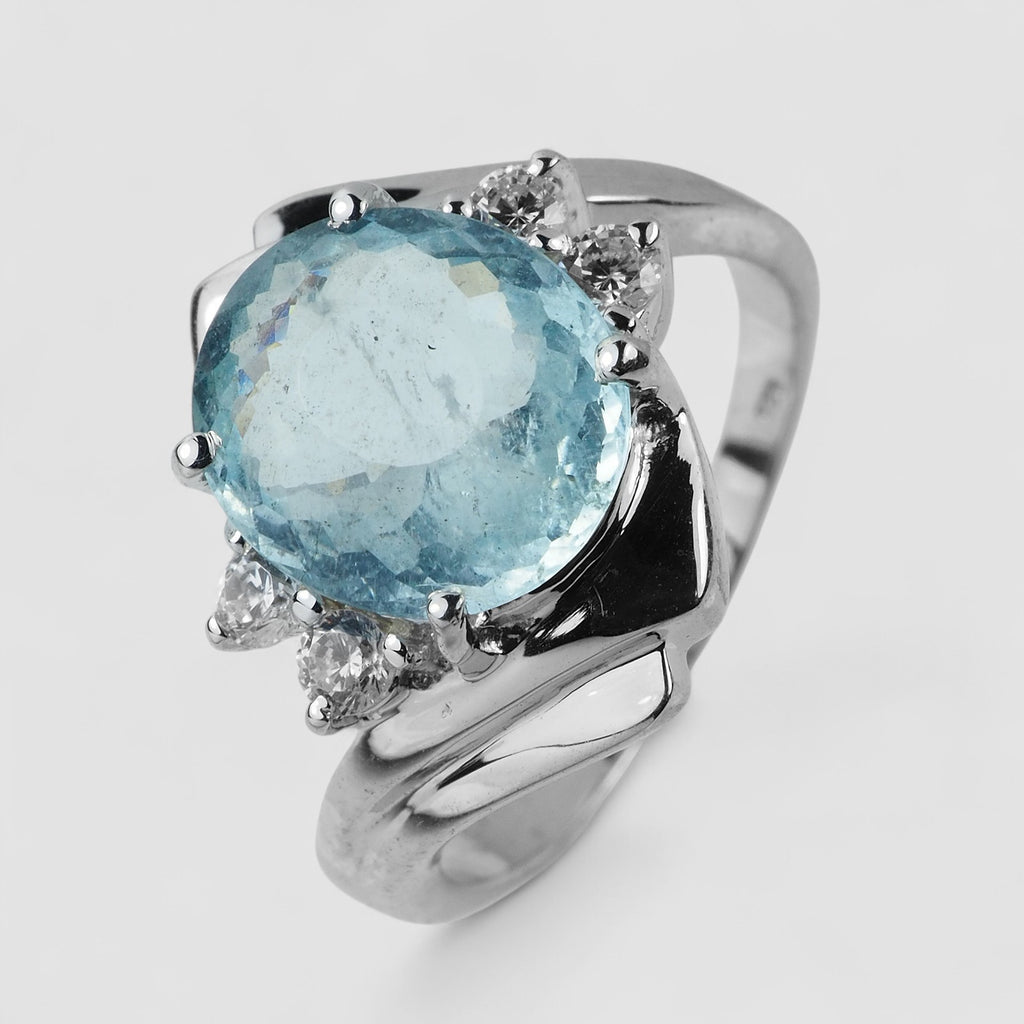 925 STERLING SILVER HANDMADE FINE JEWELRY RING BLUE AQUAMARINE
