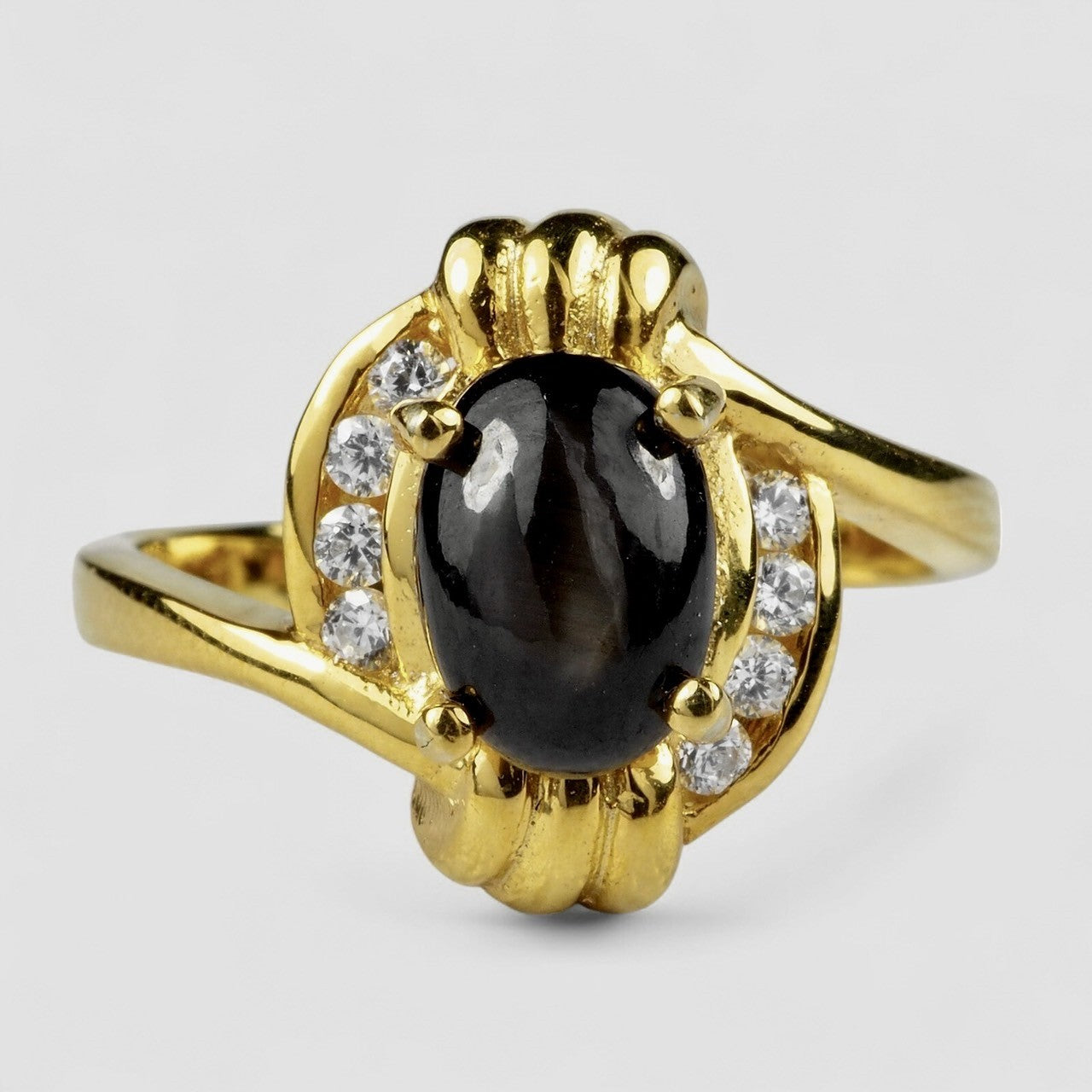 Black Star Sapphire 925 Sterling Silver Ring, Natural Gemstone, Free Resizing