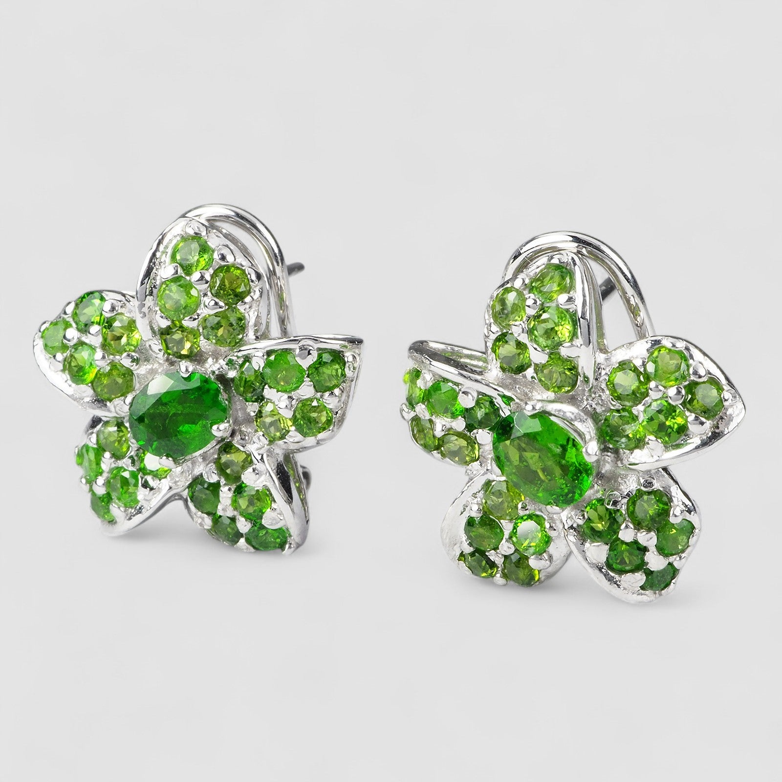 Green Tsavorite Garnet 925 Sterling Silver White Gold, Natural Gemstone, Everyday Earrings