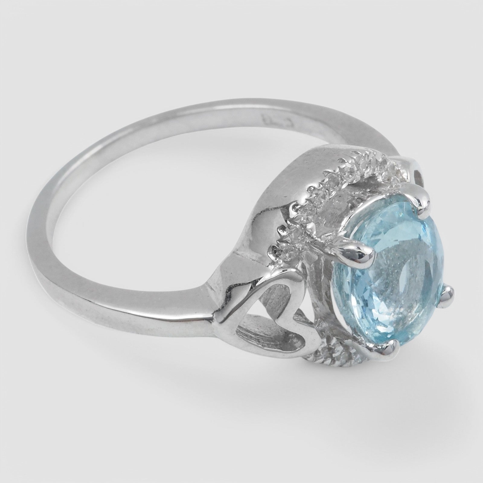 Blue Aquamarine 925 Sterling Silver Ring