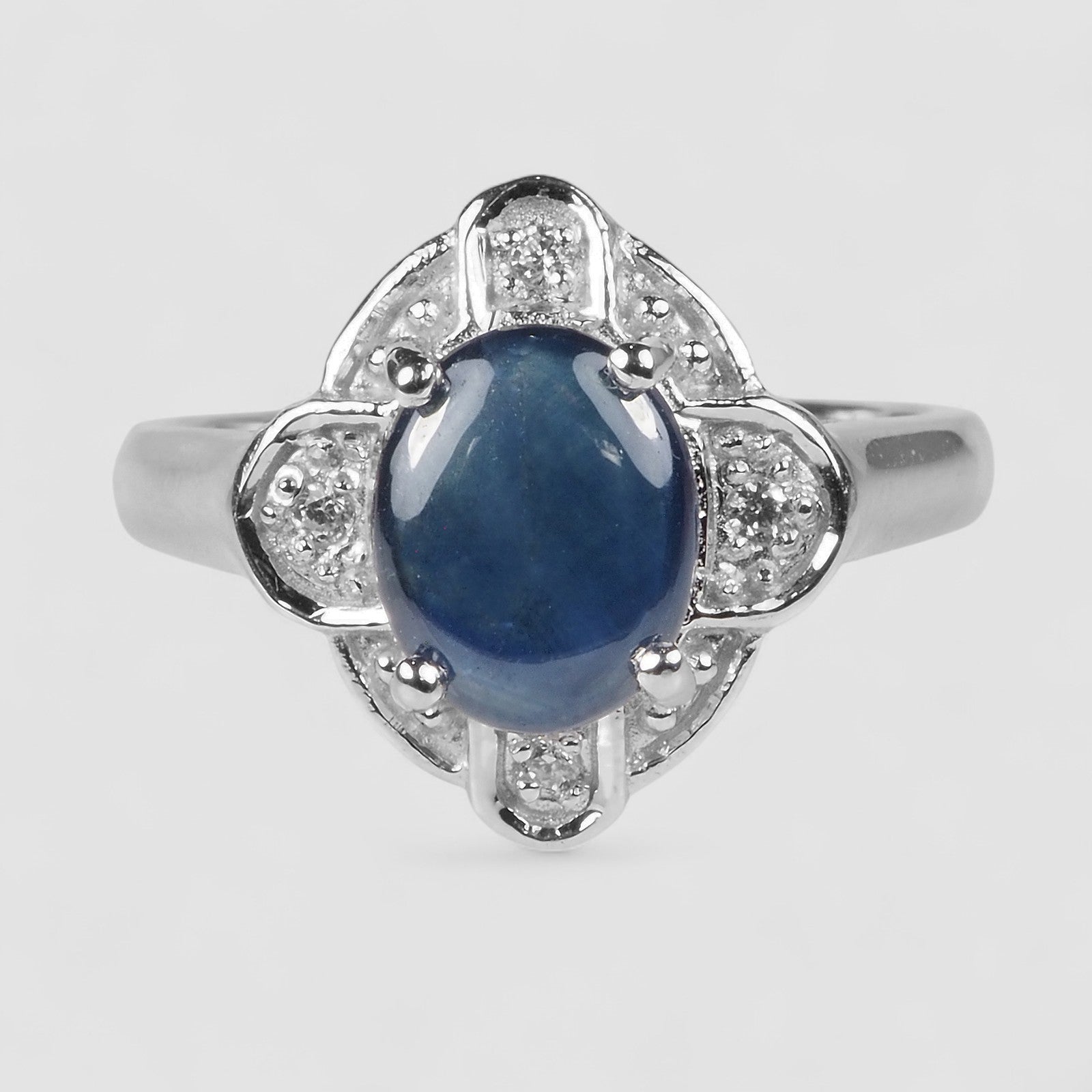 Blue Star Sapphire 925 Sterling Silver Ring