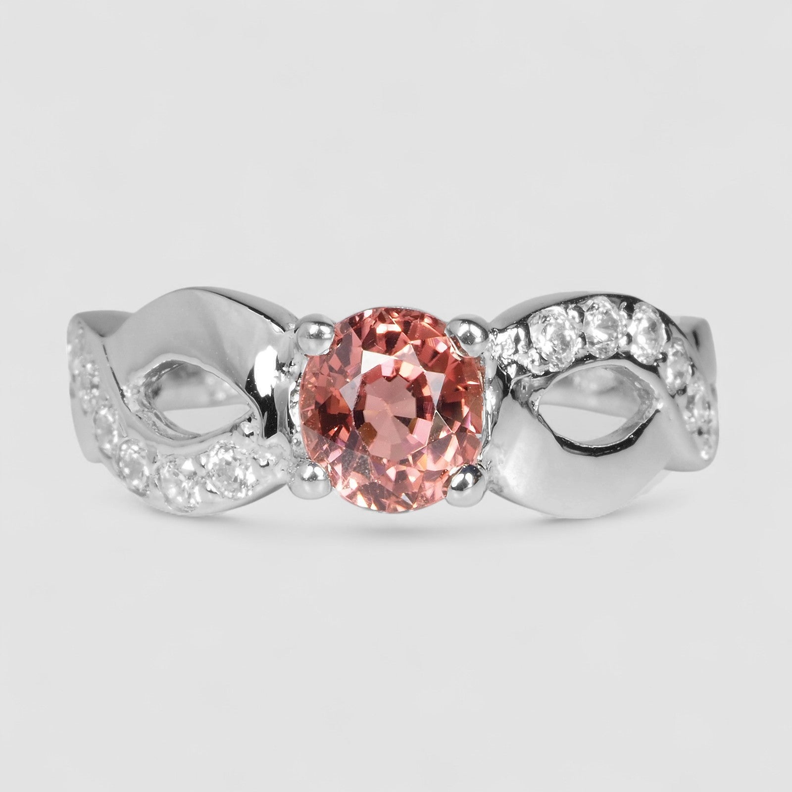 Padparadscha Pink Tourmaline 925 Sterling Silver Ring