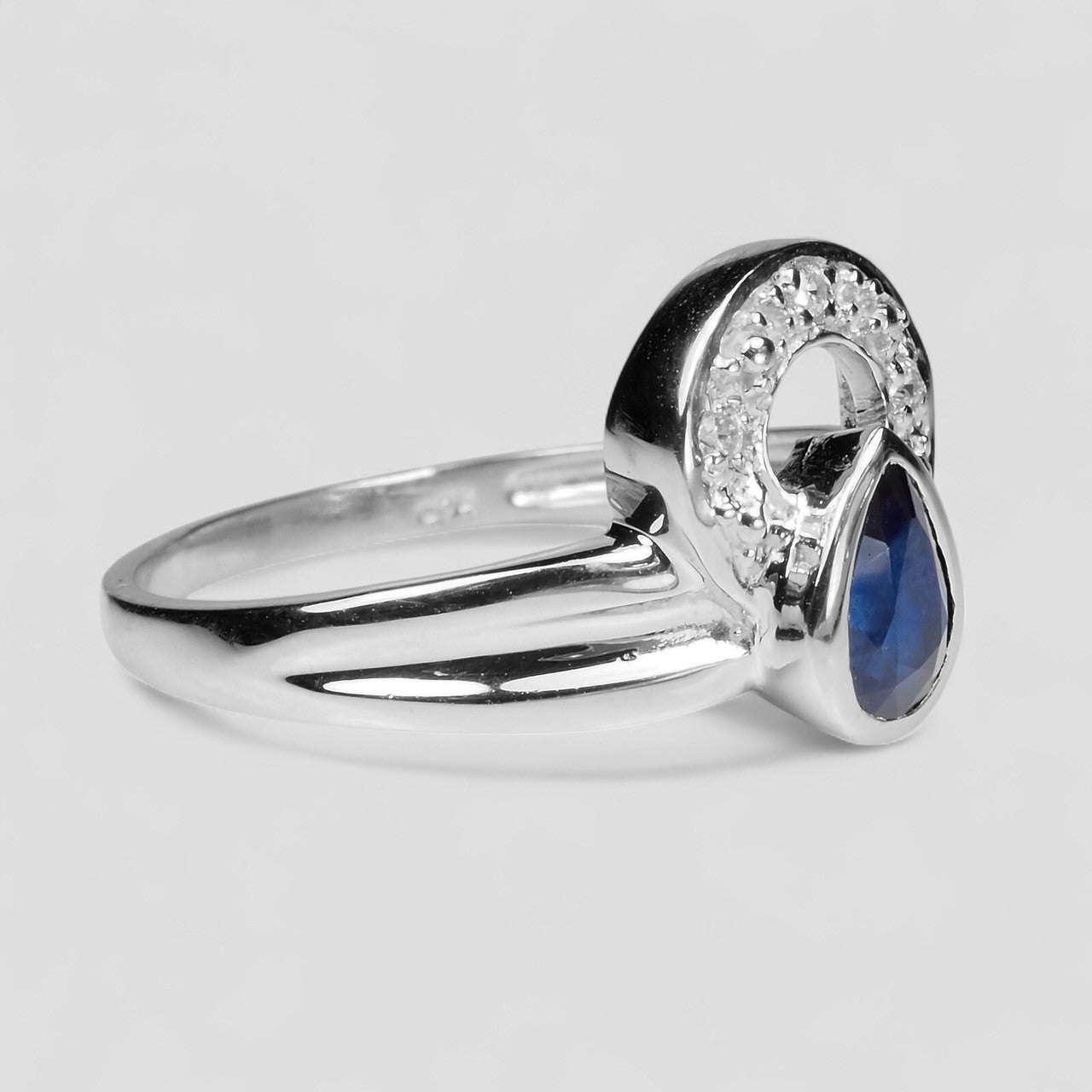 Pear Blue Sapphire Ring