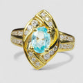 Sterling Silver Rings Blue Oval Zircon