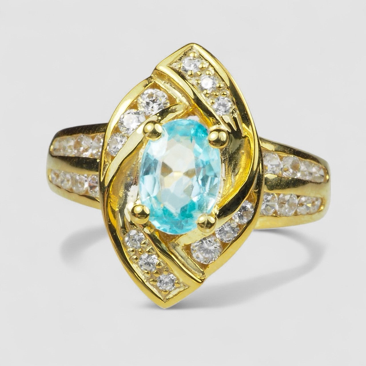 Sterling Silver Rings Blue Oval Zircon