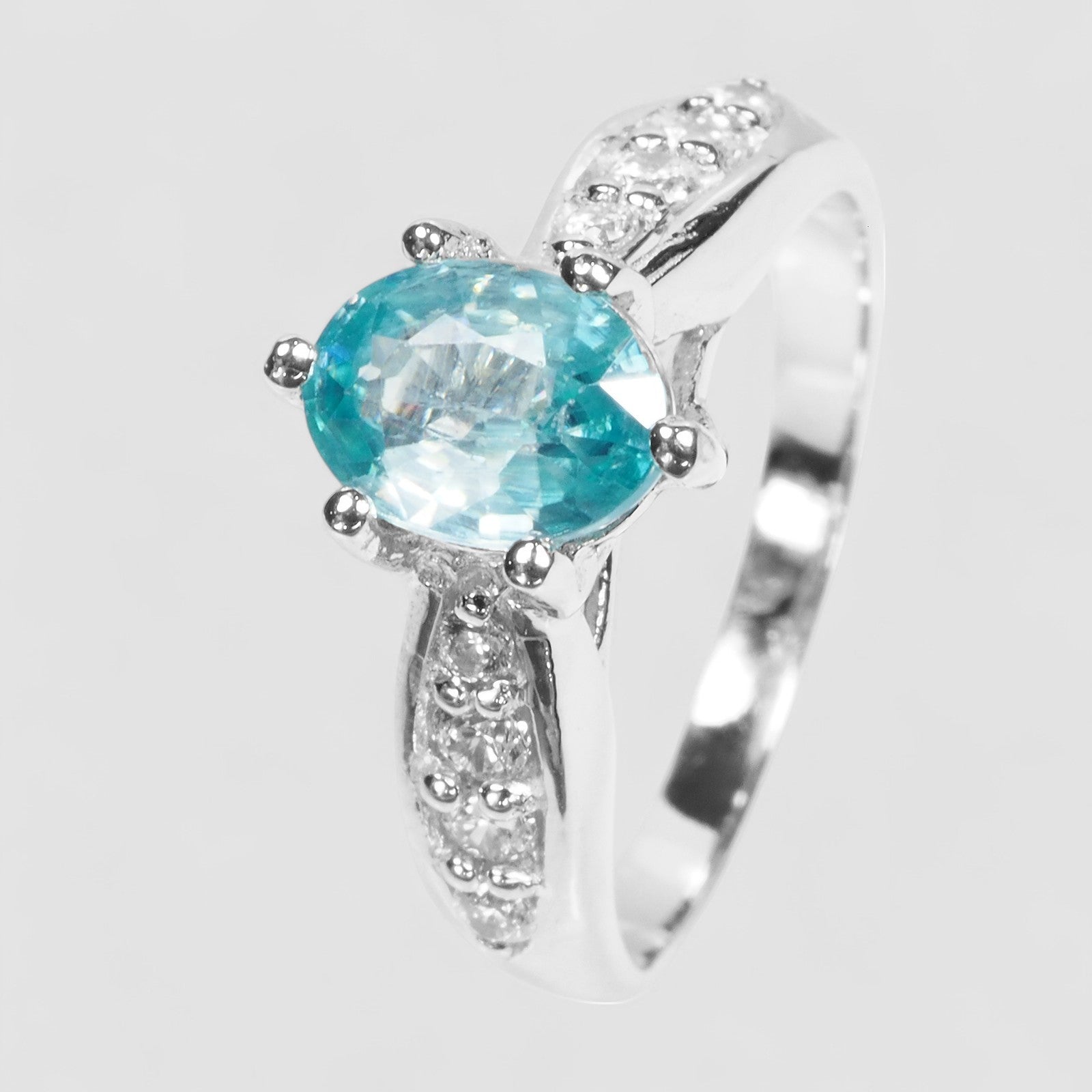 Blue Zircon 925 Sterling Silver Ring