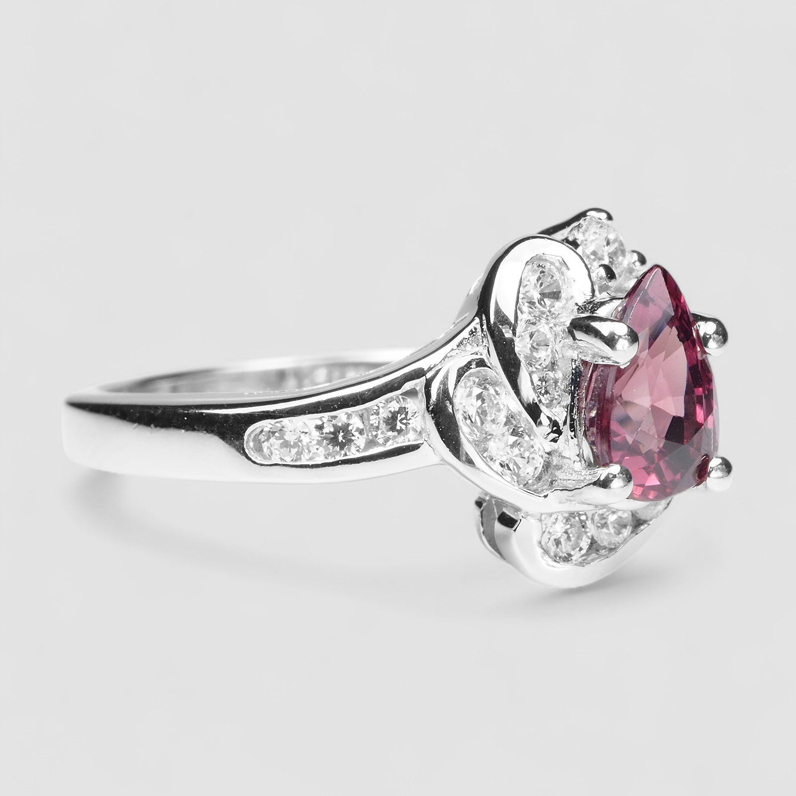 Wine Pink Rhodolite Garnet 925 Sterling Silver Ring