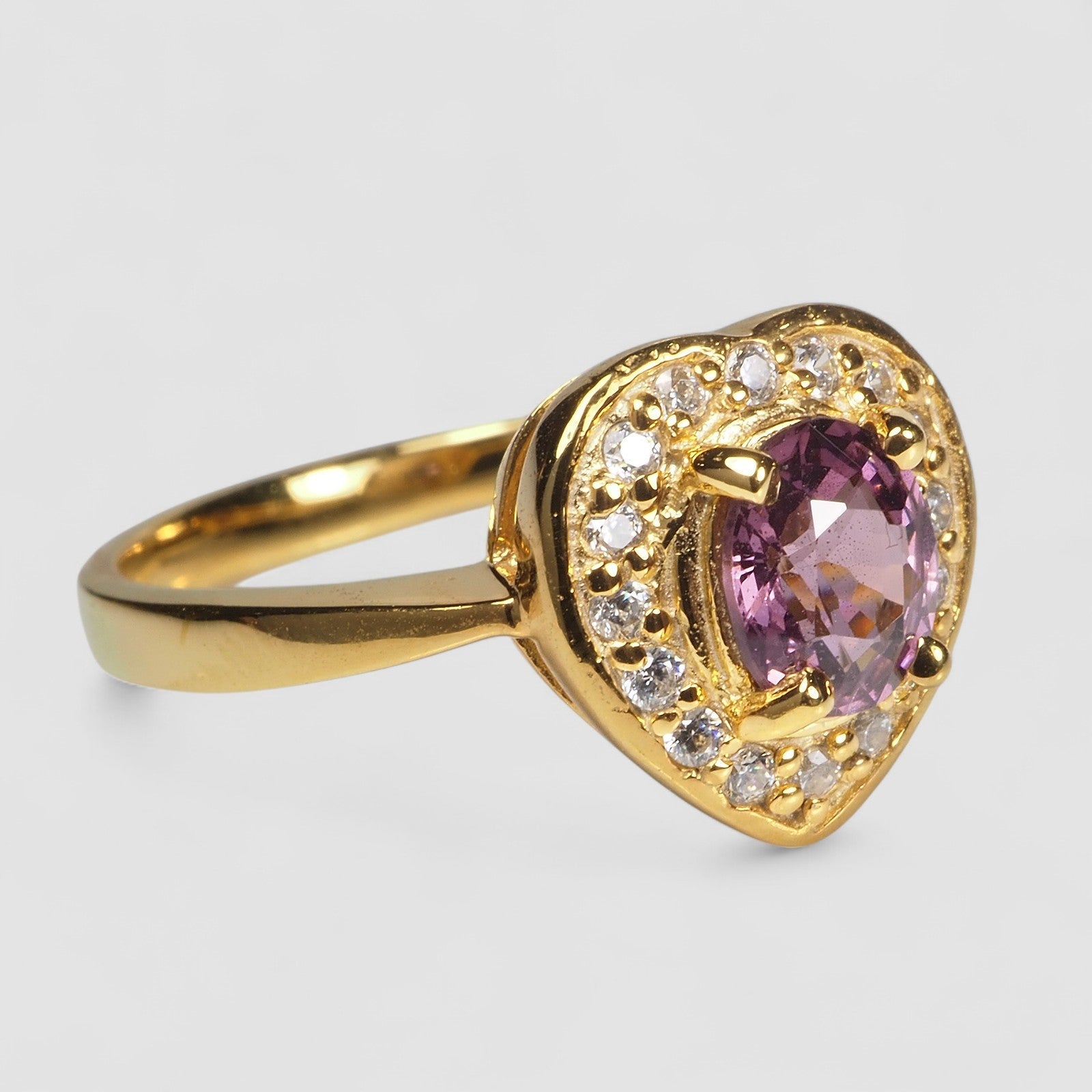 24K Gold 925 Sterling Silver Ring Purple Spinel