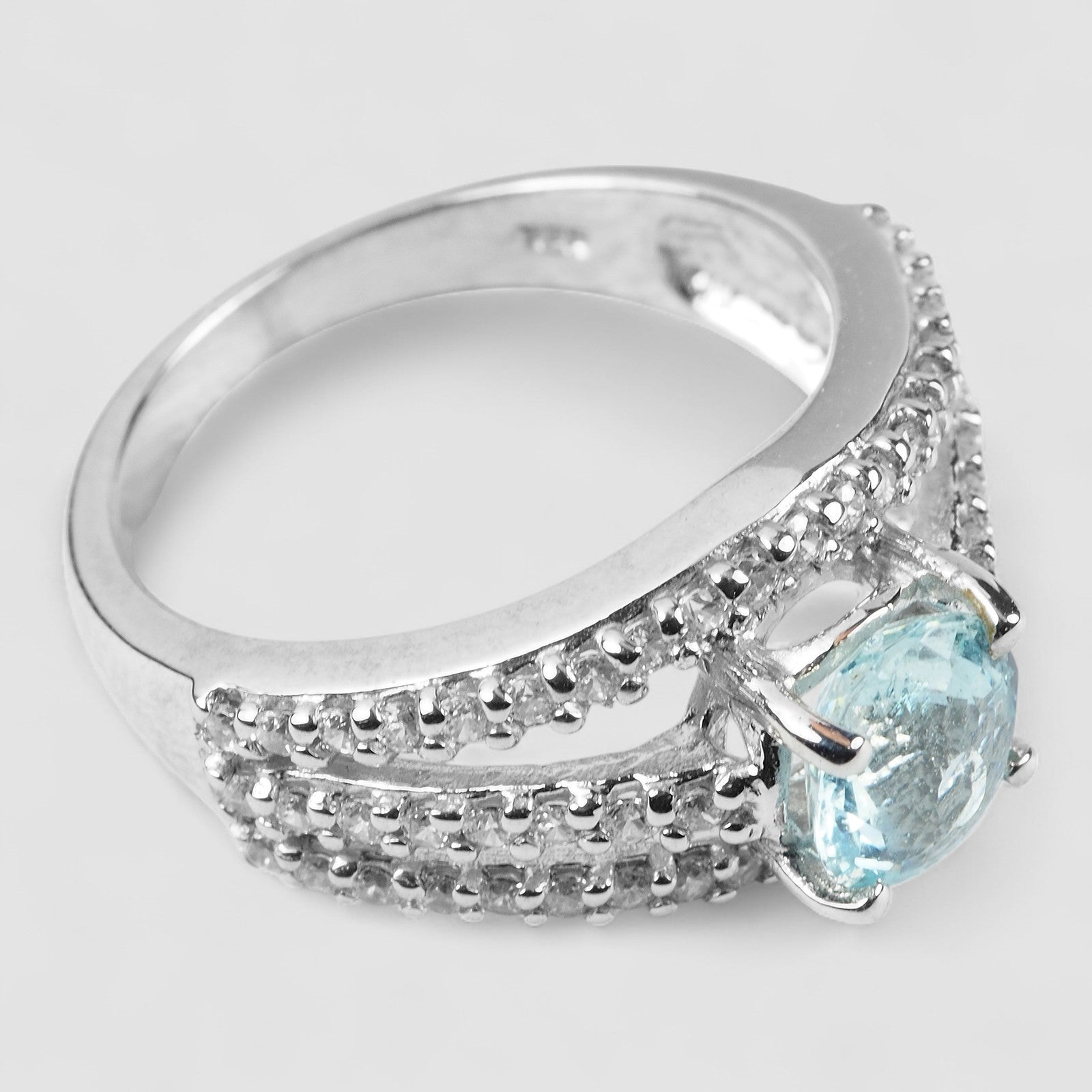 Blue Aquamarine 925 Sterling Silver Ring