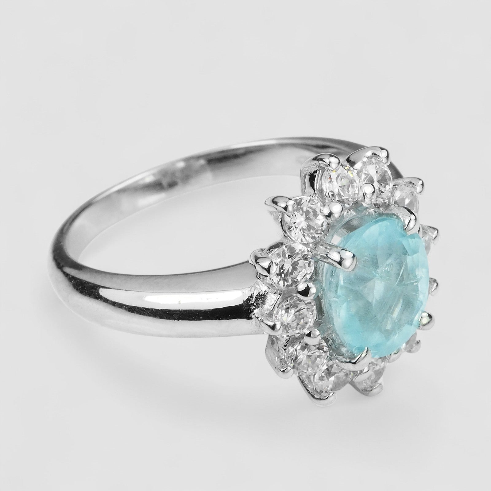 Blue Aquamarine 925 Sterling Silver Ring