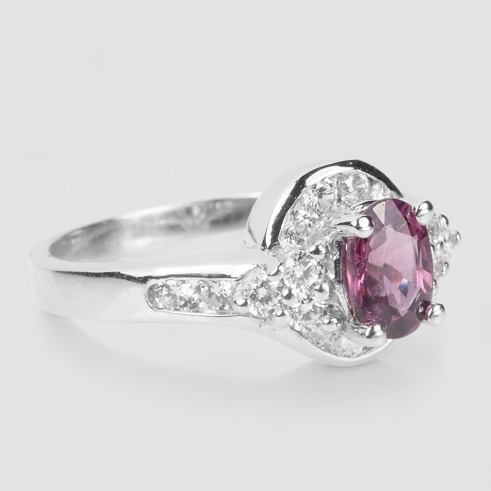 Purple Spinel Oval 925 Sterling Silver Ring