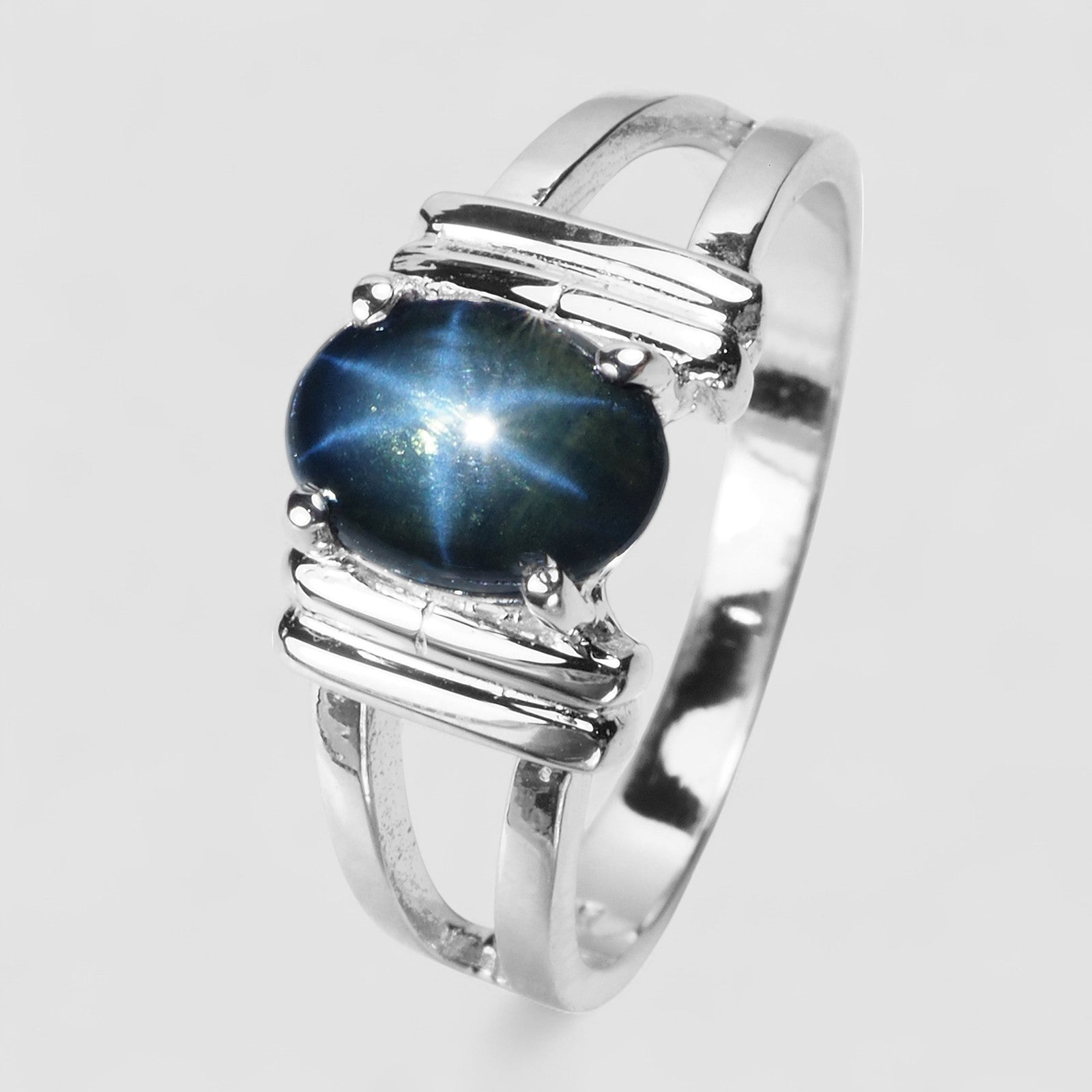 Blue Star Sapphire 925 Sterling Silver Ring