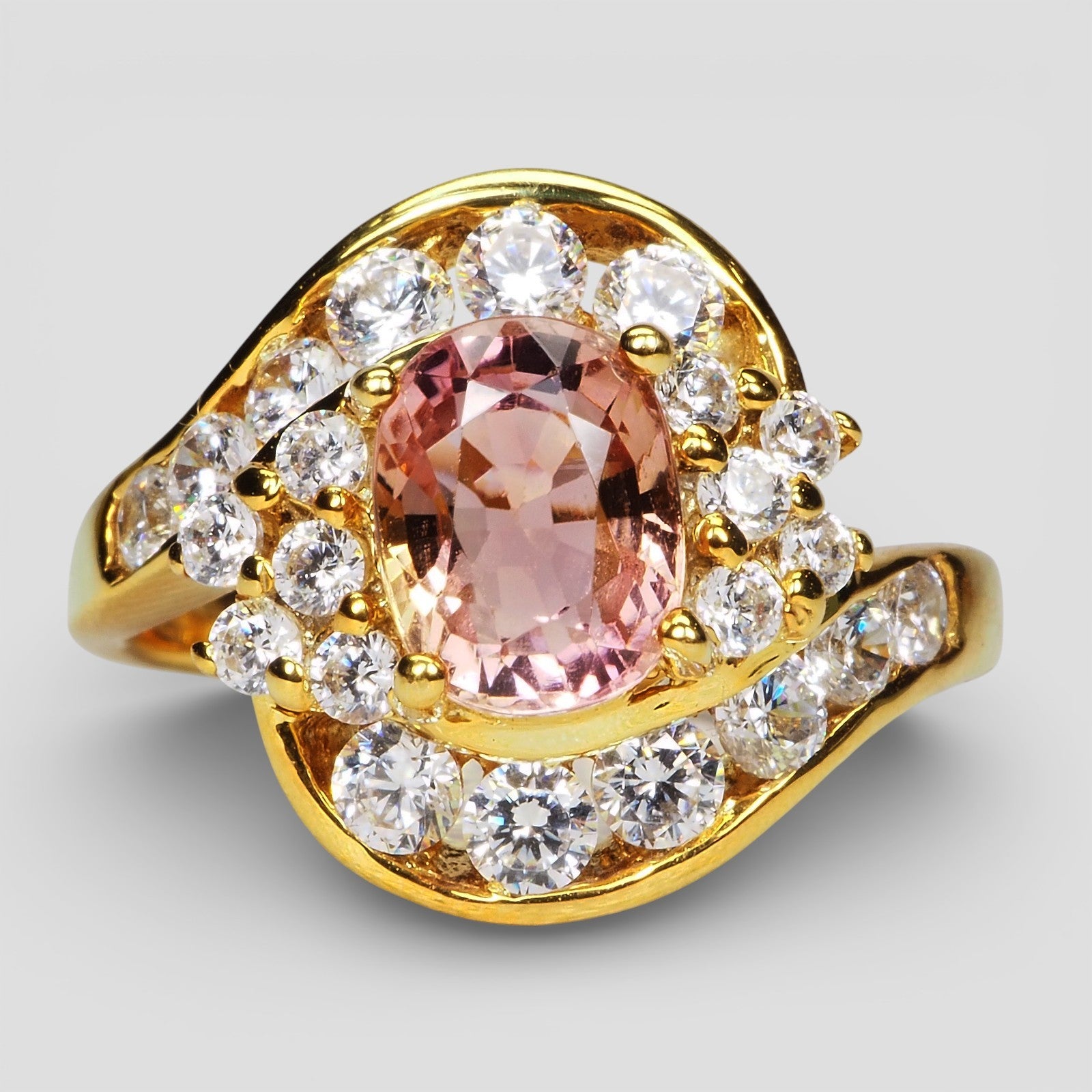 Natural Pink Tourmaline Jewelry, 24K Gold 925 Sterling Silver Ring, Minimalist Everyday Ring