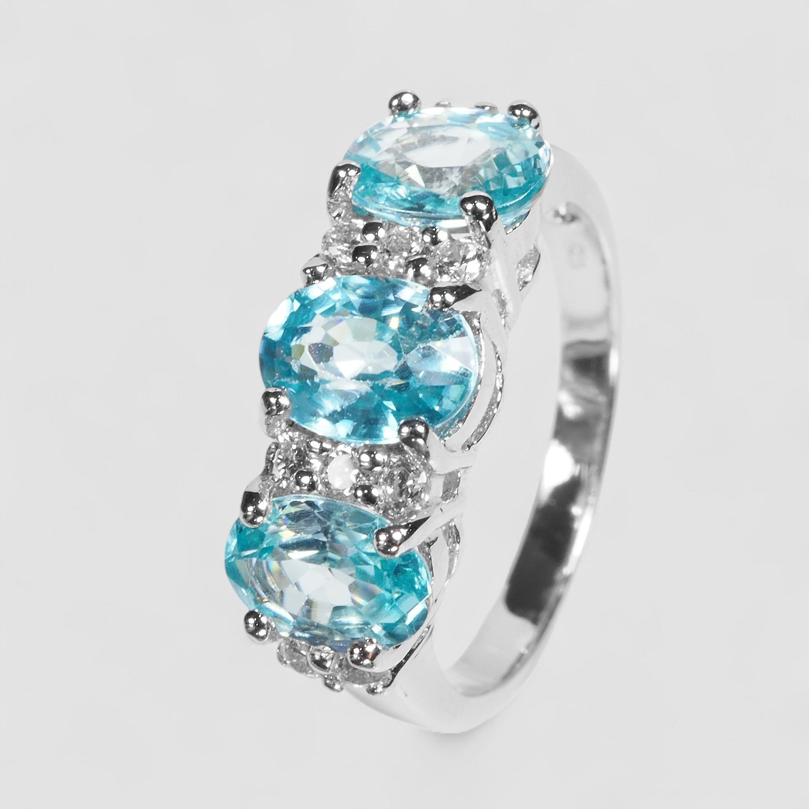 Blue Zircon 925 Sterling Silver Ring