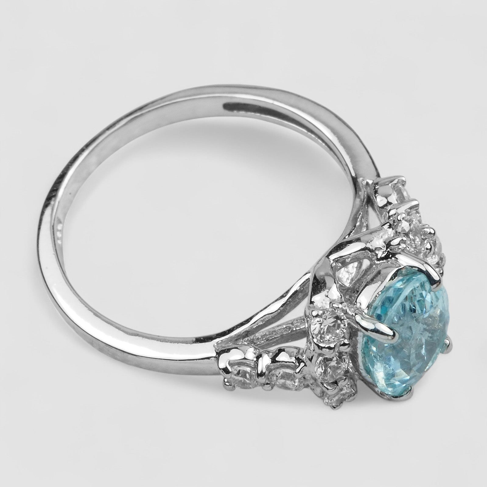 Blue Aquamarine 925 Sterling Silver Ring