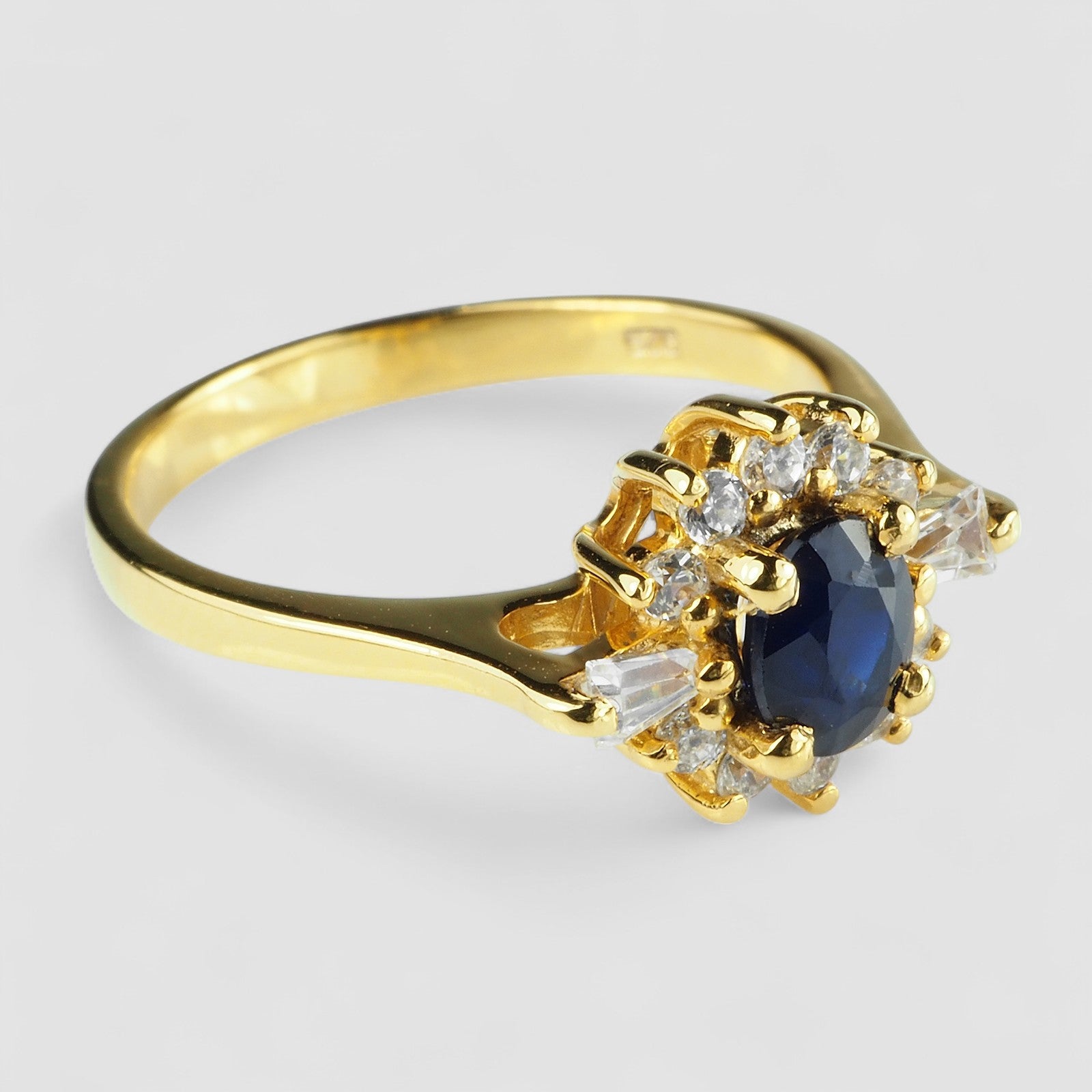 Blue Sapphire 925 Sterling Silver 24K Gold Ring, 925 Everyday Jewelry, Gift for Her