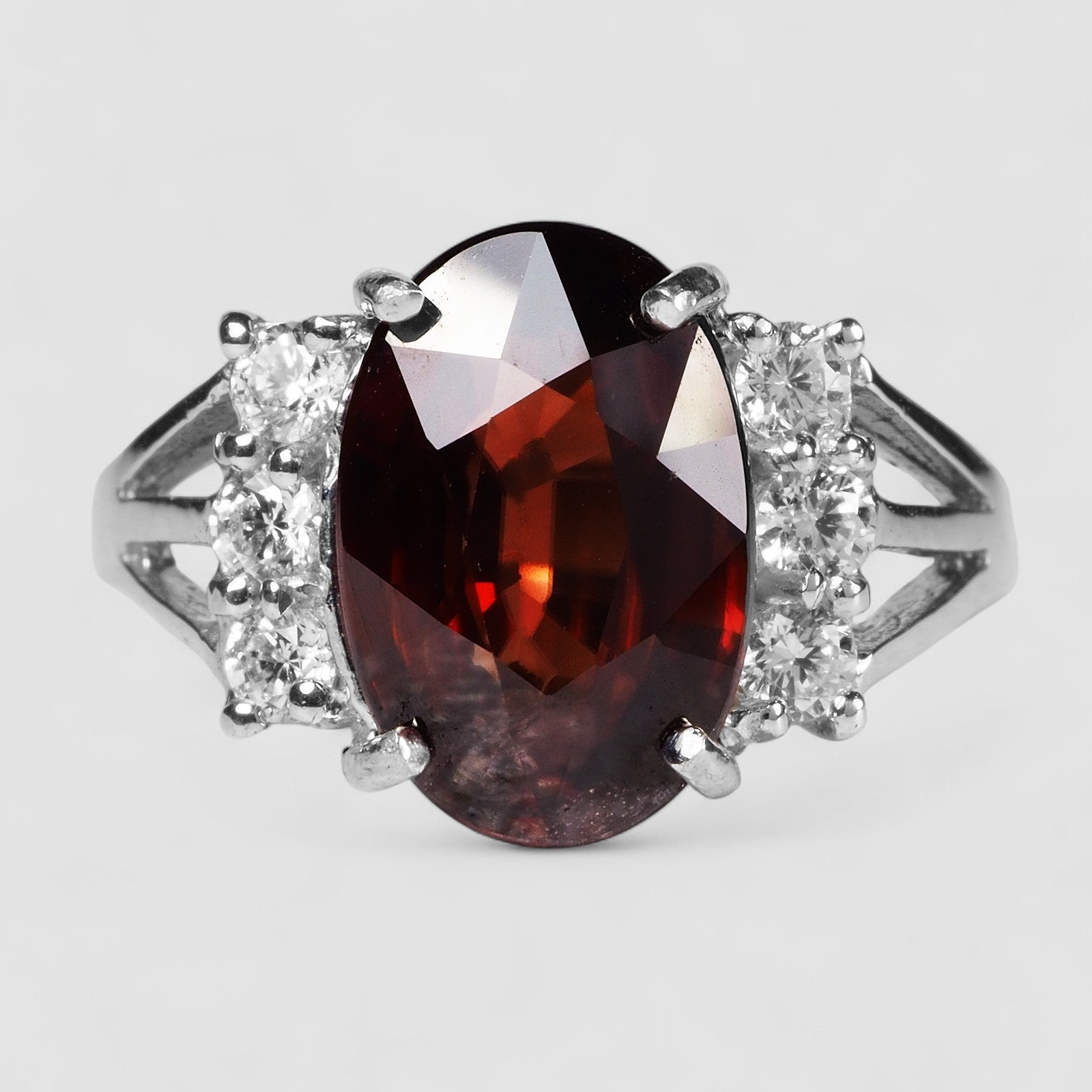 Oval Red Zircon Handmade Ring