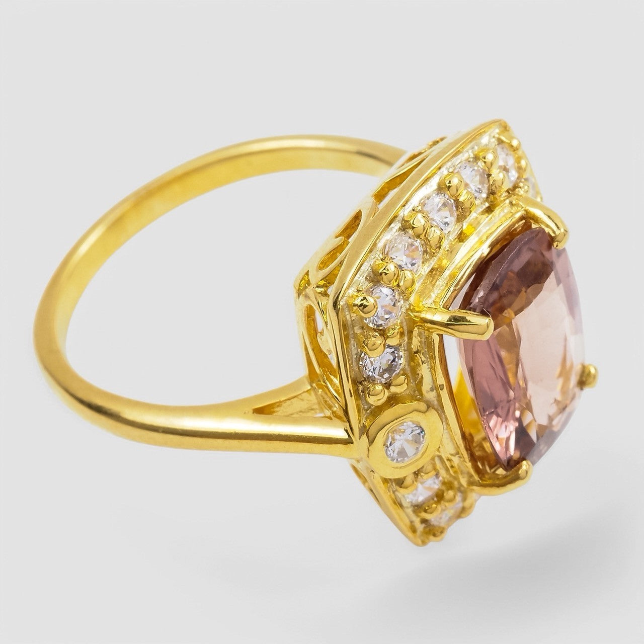 CHAMPAGNE TOURMALINE 925 STERLING SILVER HANDMADE JEWELRY RING