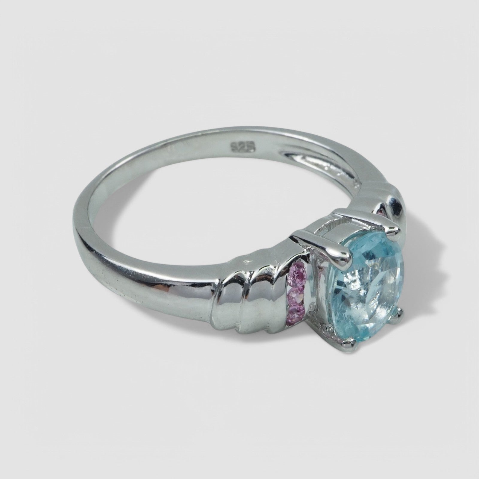 Blue Aquamarine 925 Sterling Silver Ring