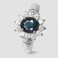 Blue Spinel 925 Sterling Silver Halo Ring, Natural Gemstone, Free Resizing