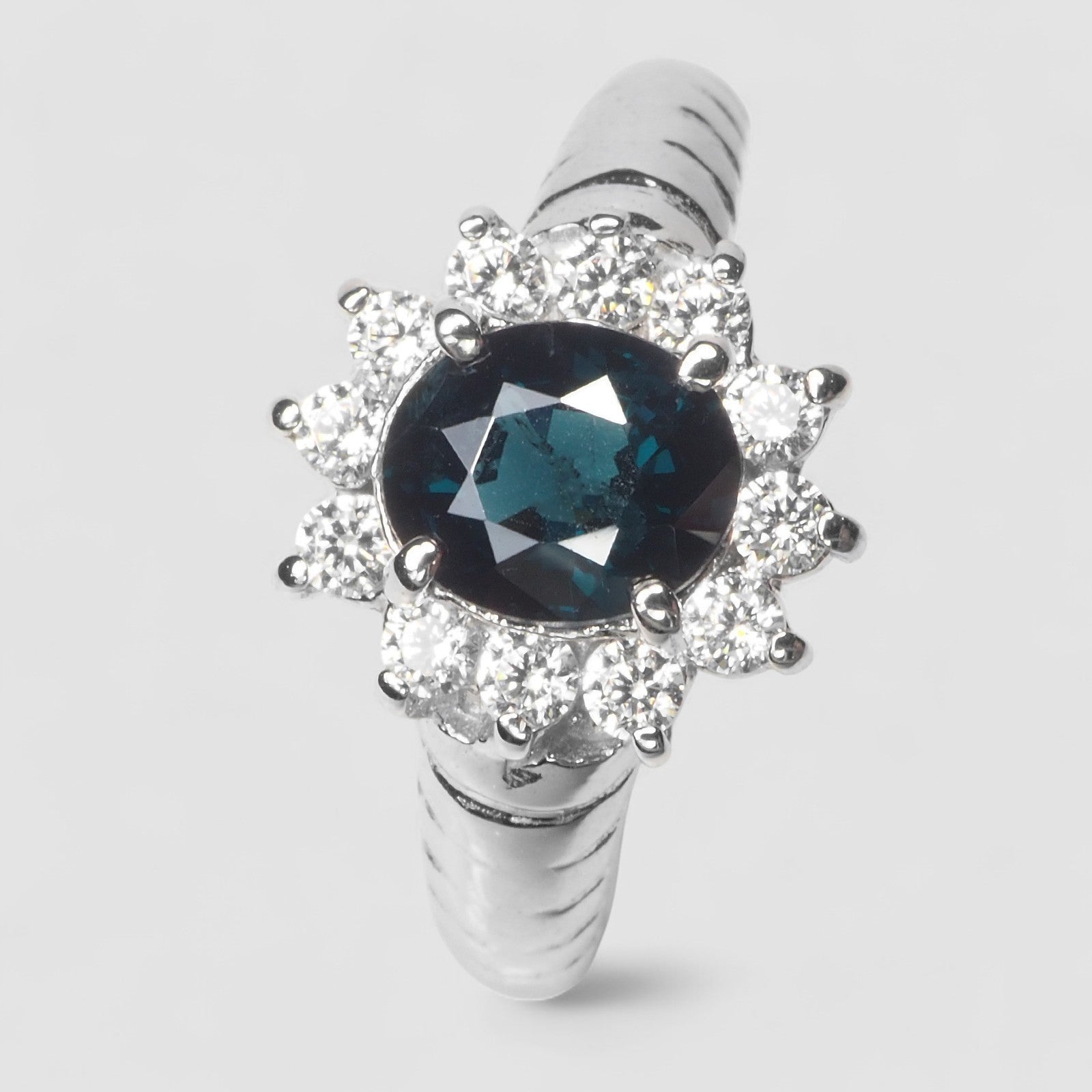 Blue Spinel 925 Sterling Silver Halo Ring, Natural Gemstone, Free Resizing