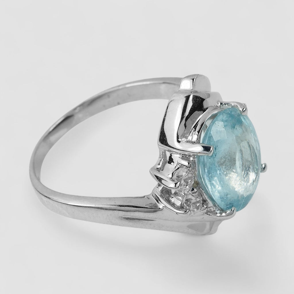 925 STERLING SILVER HANDMADE FINE JEWELRY RING BLUE AQUAMARINE