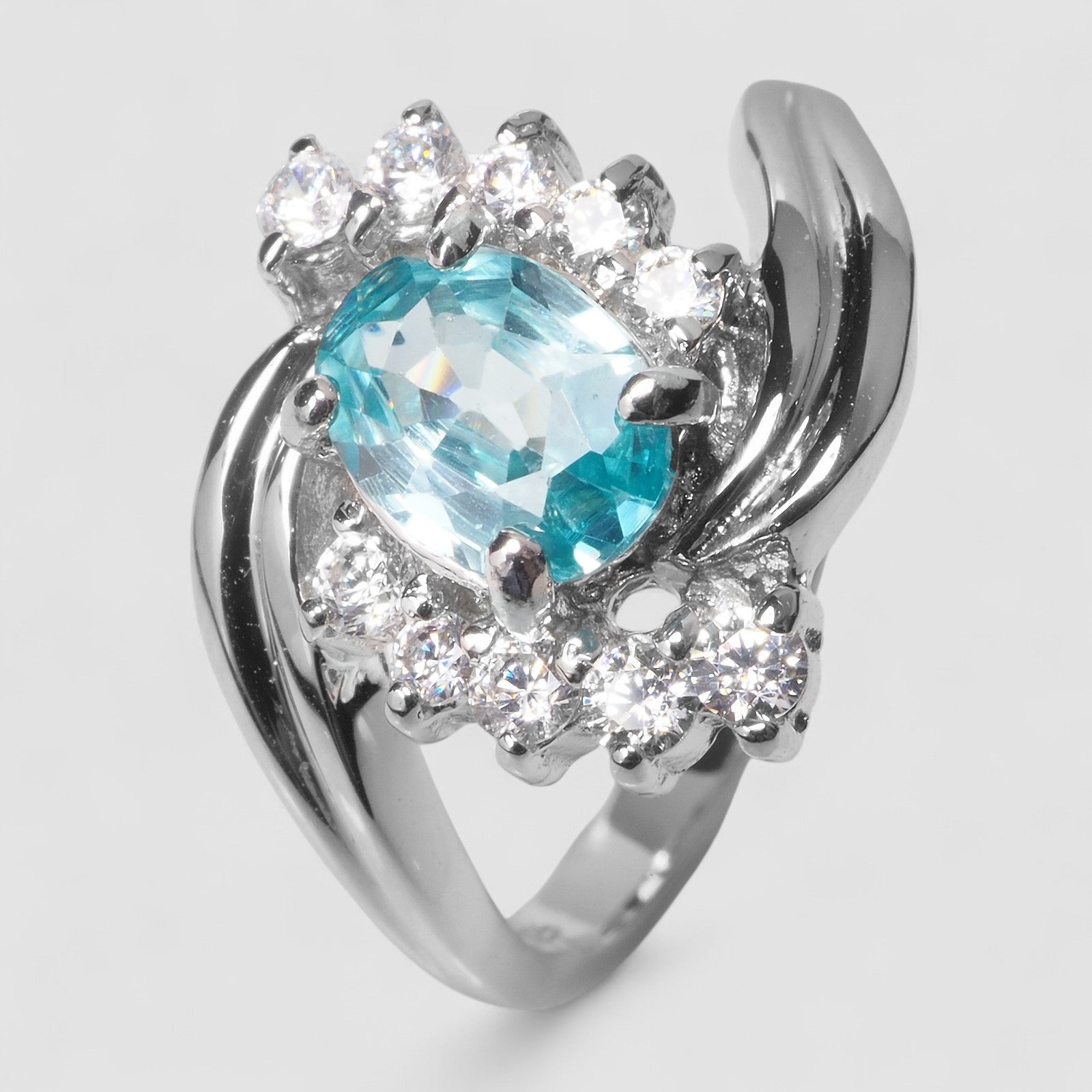 Blue Zircon 925 Sterling Silver Ring