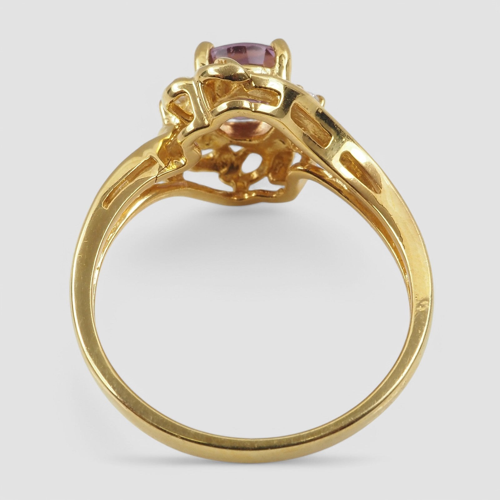 Pale Pink Spinel 925 Sterling Silver 24K Gold Ring