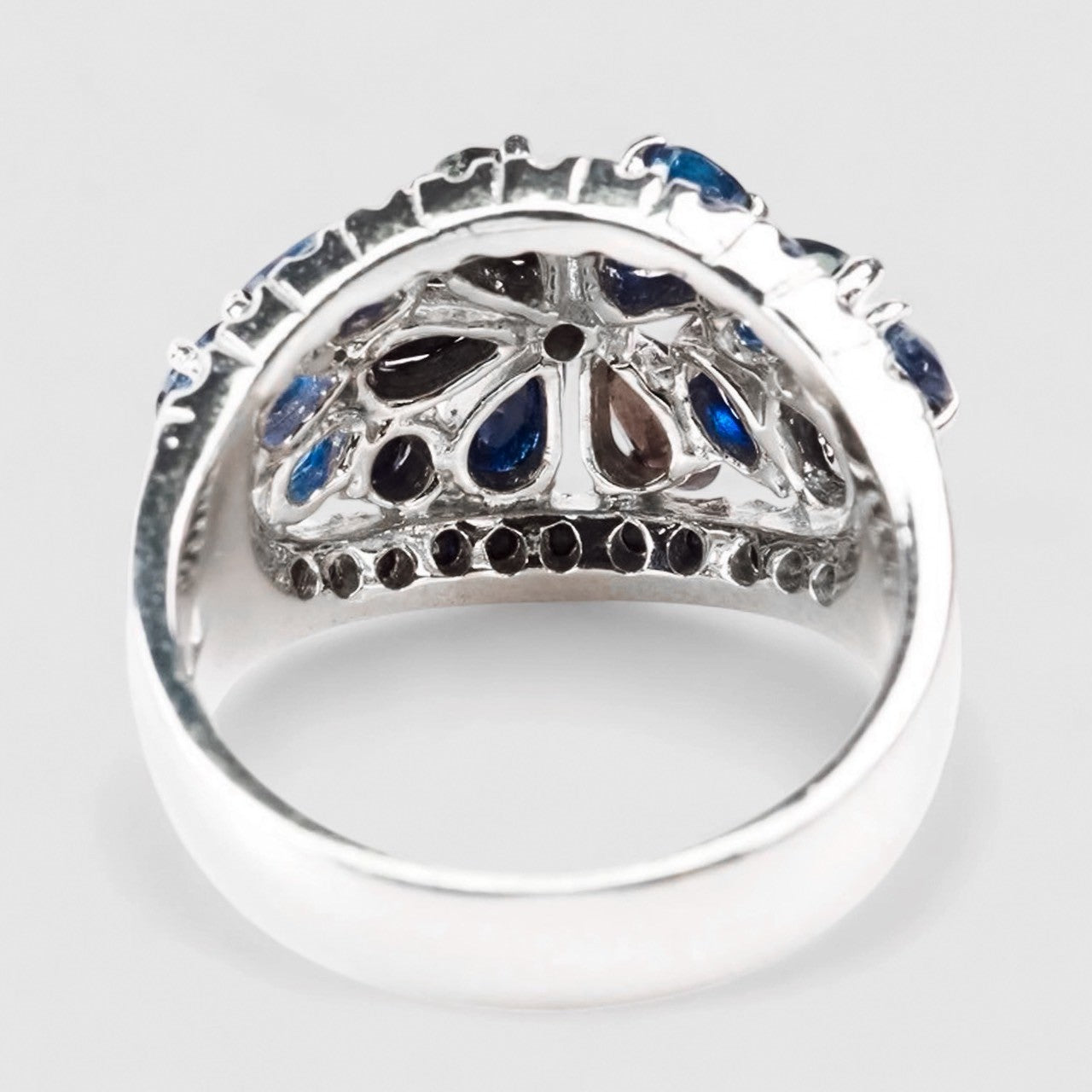 Blue Sapphire 925 Sterling Silver White Gold Ring, Natural Gemstone, Everyday