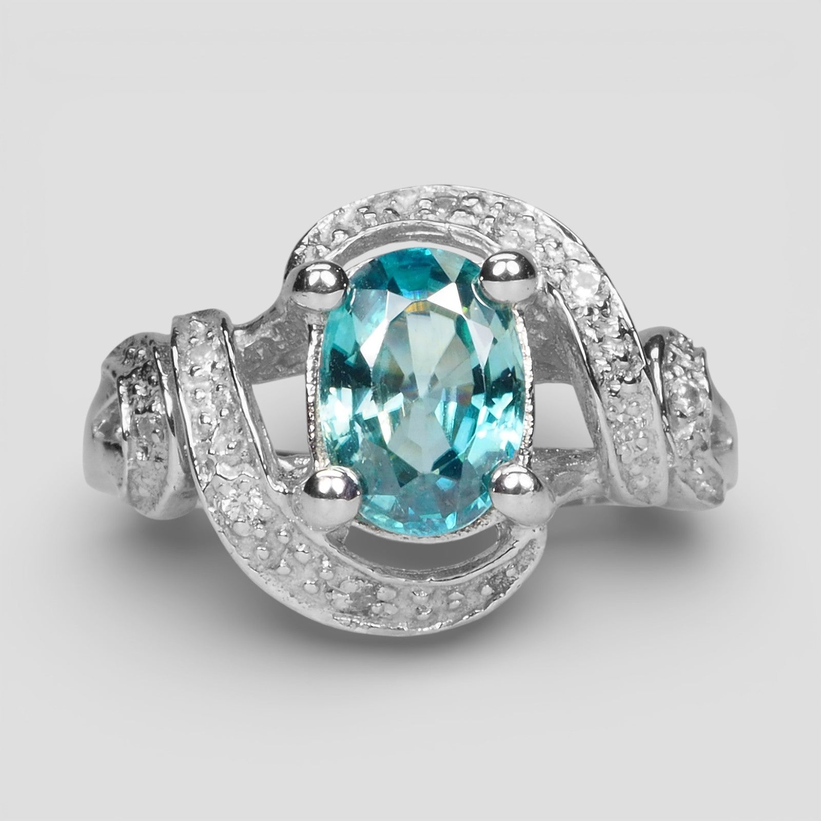Blue Zircon 925 Sterling Silver Ring