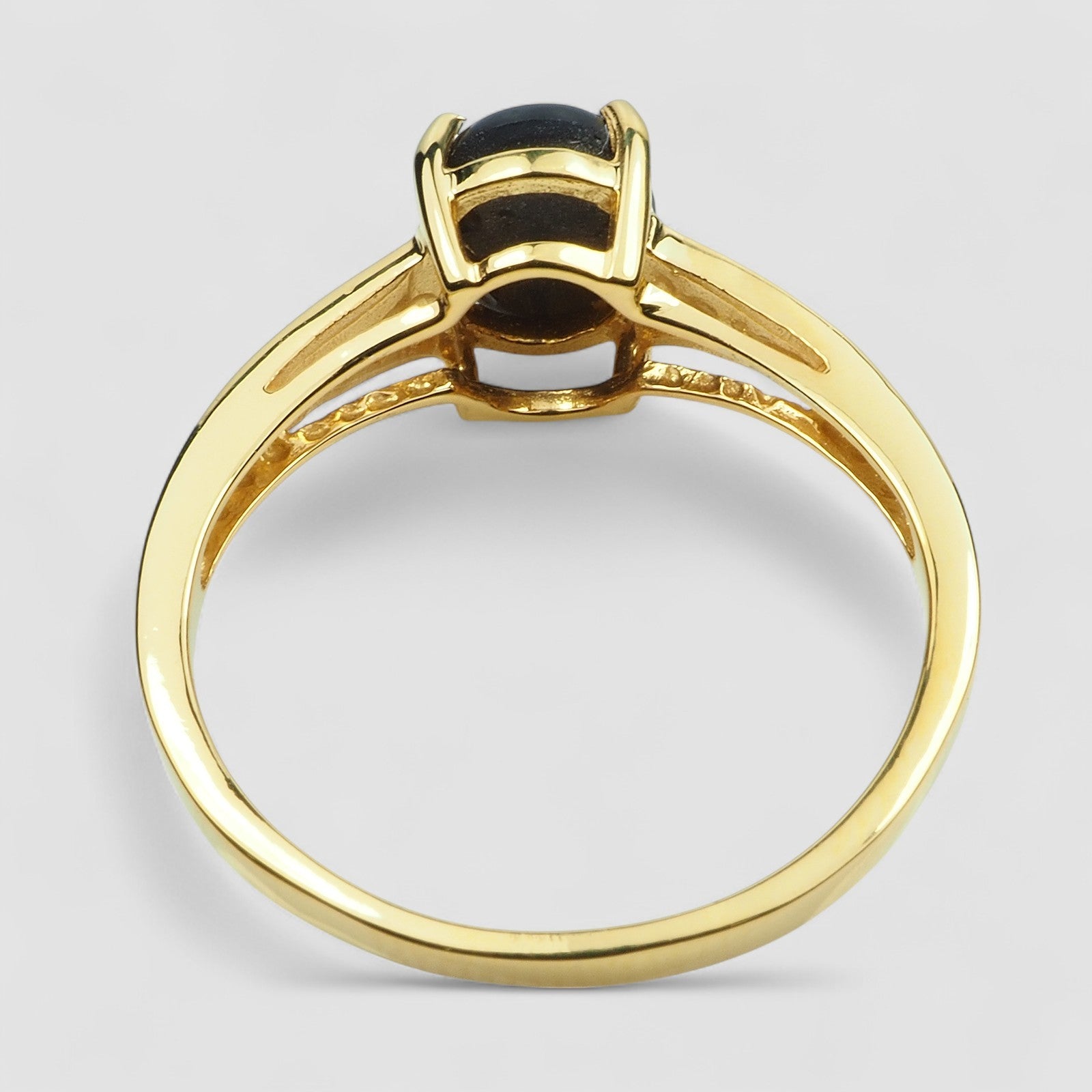 925 Sterling Silver White Gold Rings Black Star Six Rays Sapphire