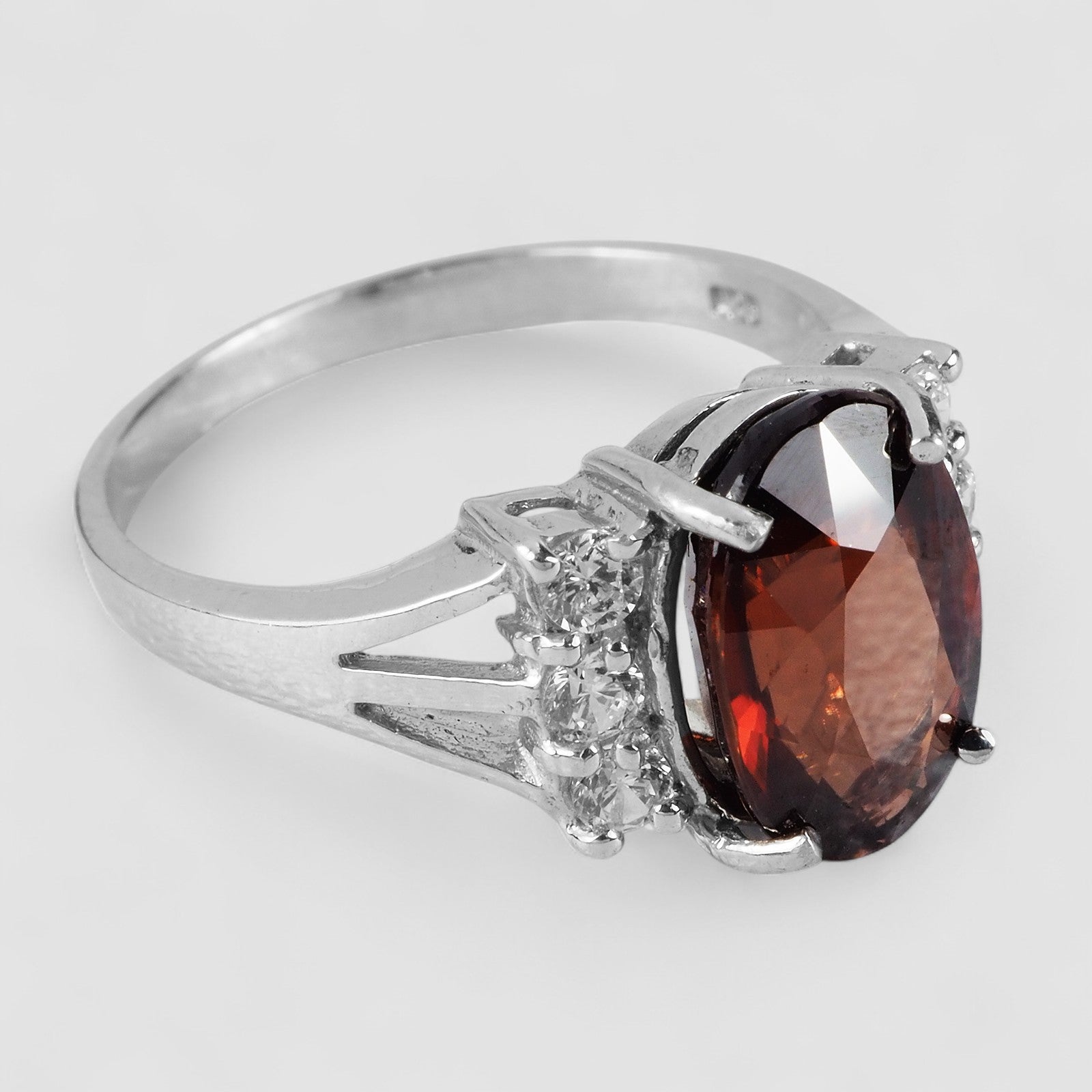 Oval Red Zircon Handmade Ring
