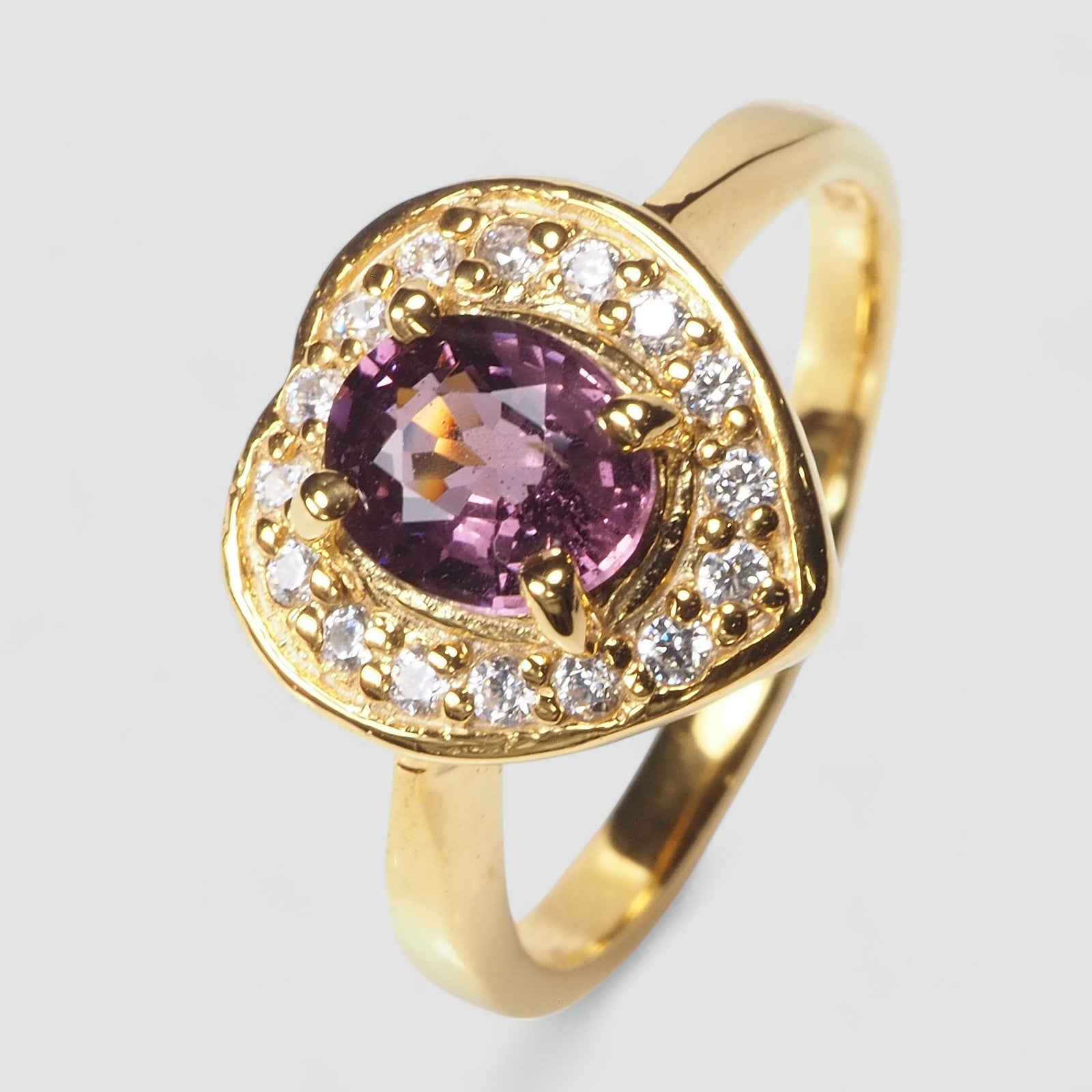 24K Gold 925 Sterling Silver Ring Purple Spinel
