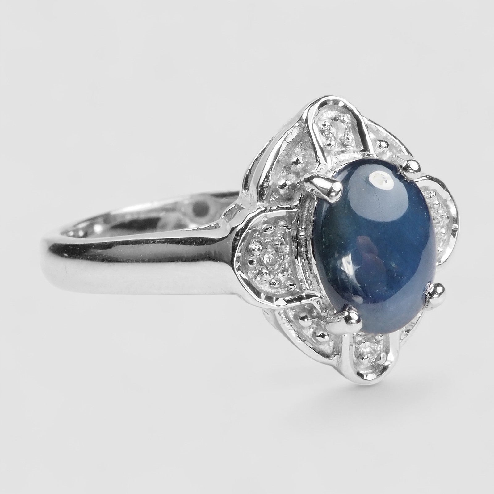 Blue Star Sapphire 925 Sterling Silver Ring