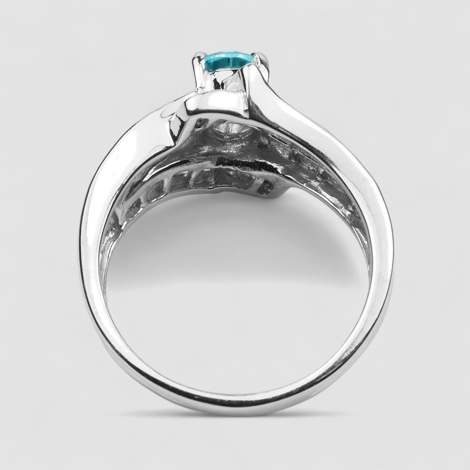 Luminous Blue Zircon 925 Sterling Silver Ring