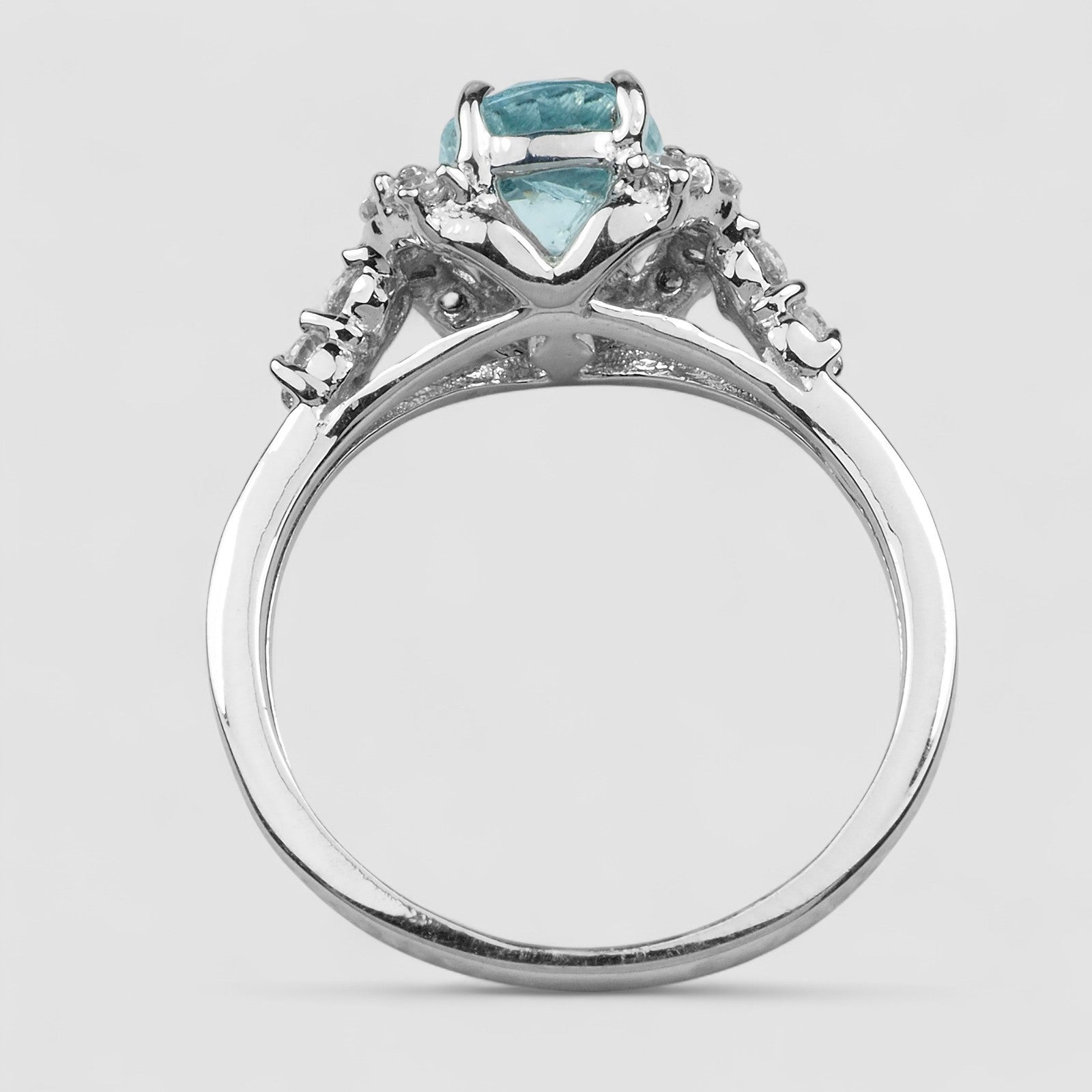 Blue Aquamarine 925 Sterling Silver Ring