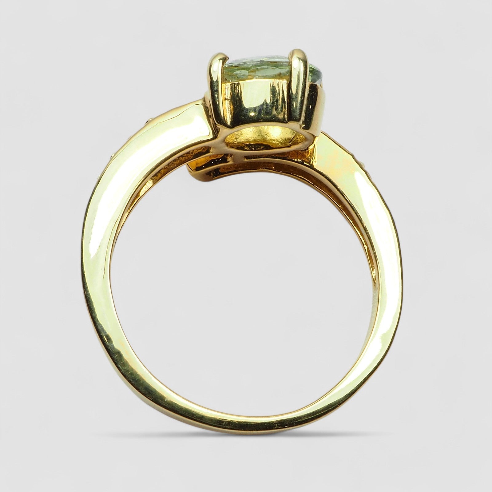 24K Gold Seafoam Green Tourmaline 925 Sterling Silver Ring